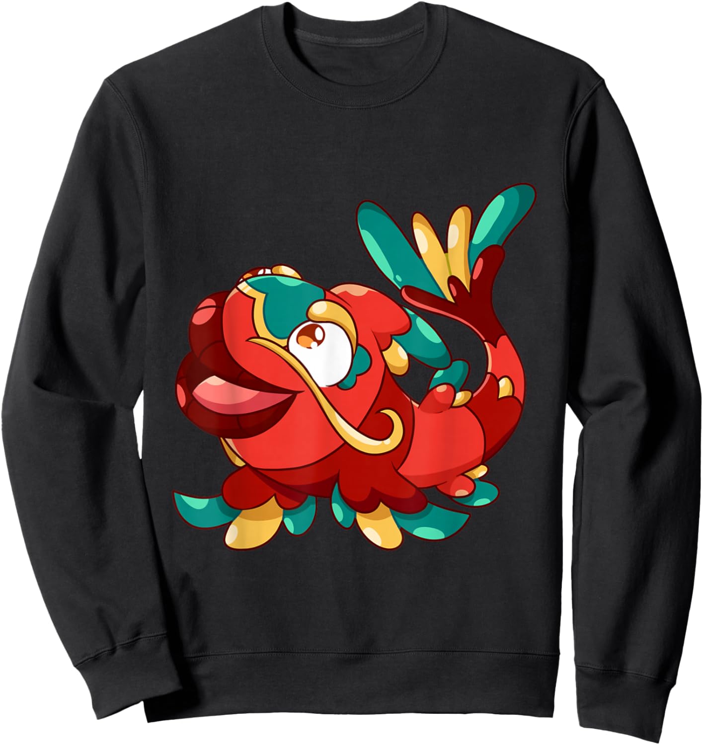 Cute Funny Sweet Oriental Cartoon Fish Fishing Sweatshirt - Sweatshirt | Black