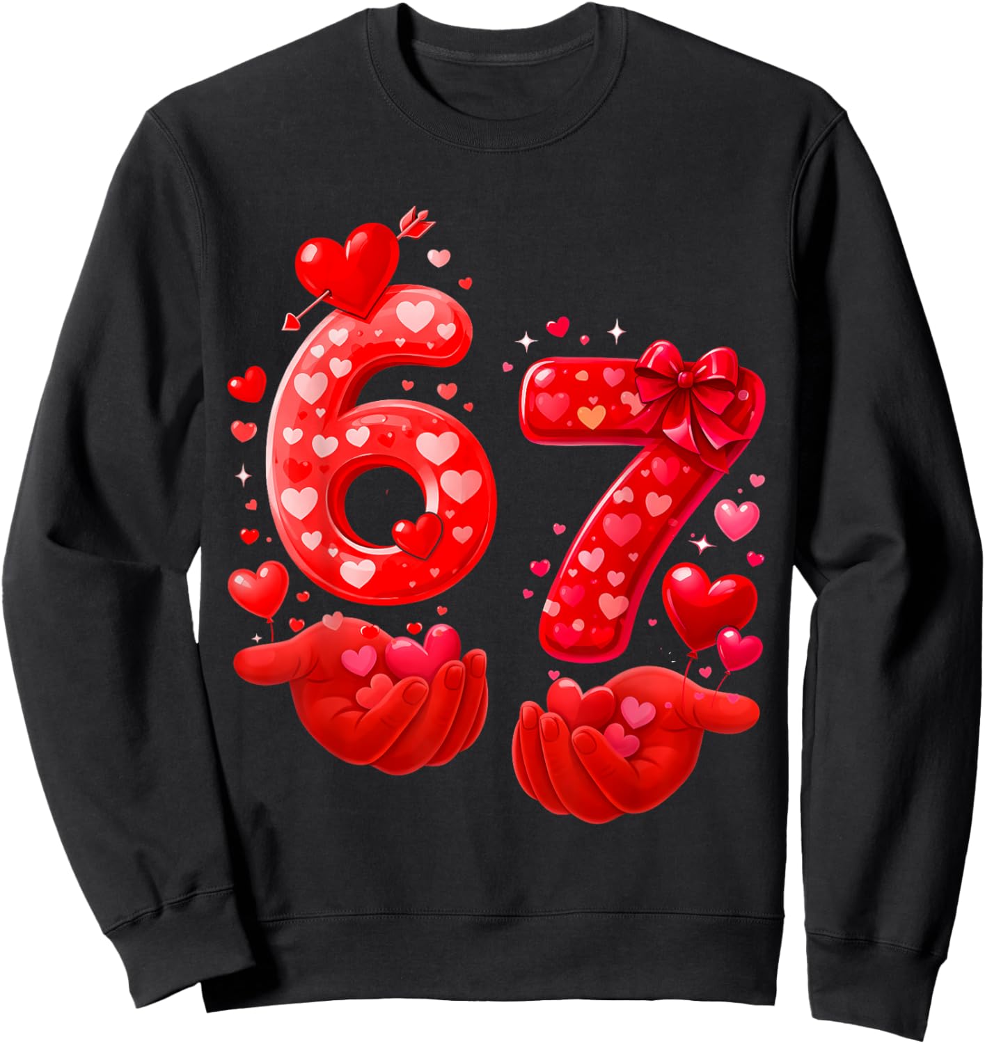 67 Valentine Six Seven Bruh Funny Boys Girls Kids Sweatshirt - Sweatshirt | Black