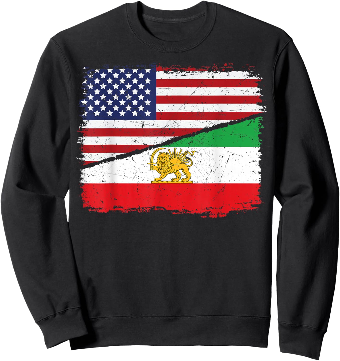Half American Half Iranian US Flag Iran Flag Patriotic Sweatshirt - Sweatshirt | Black