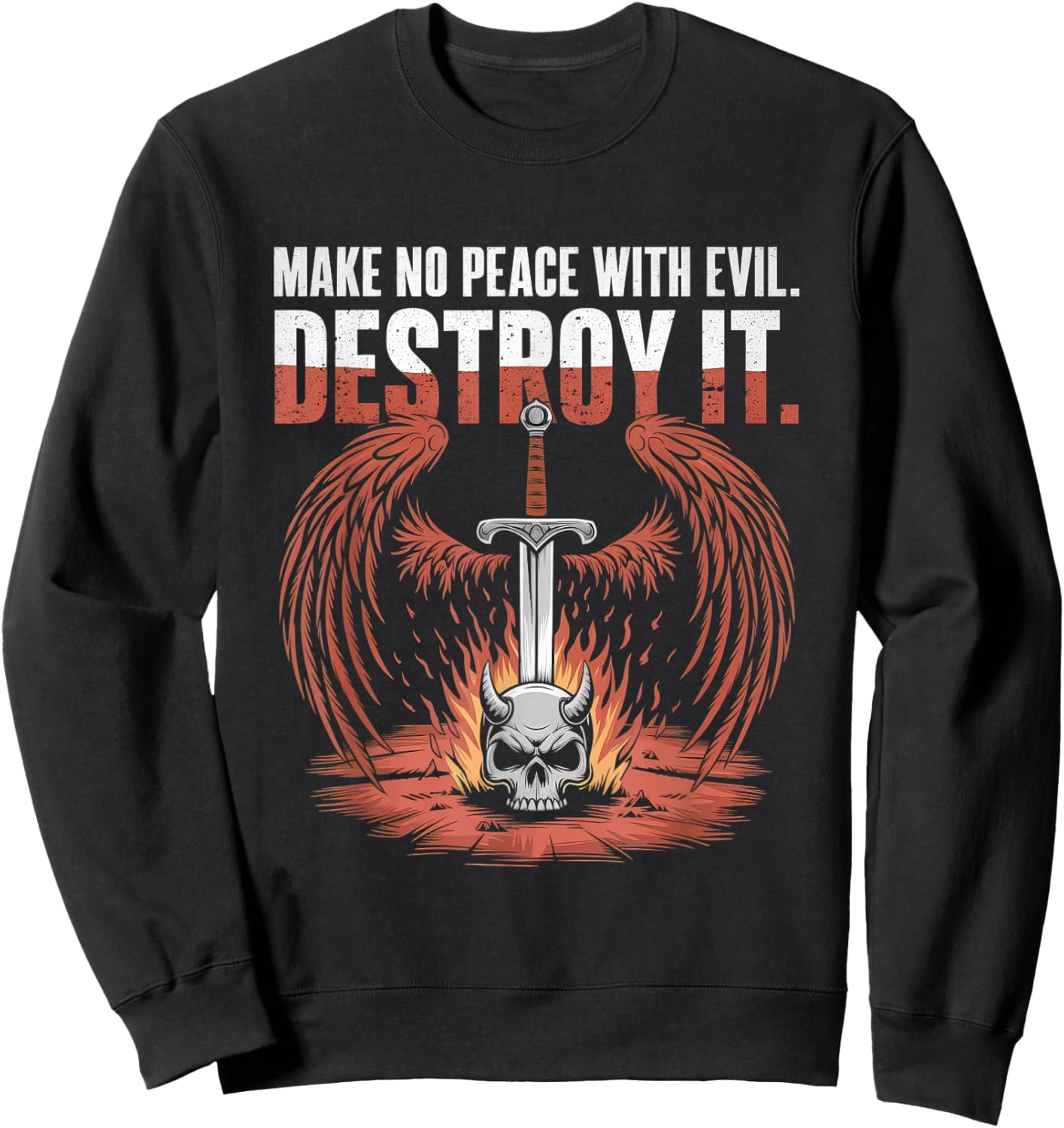 Make No Peace with Evil Archangel Michael Jesus God Sweatshirt - Sweatshirt | Black