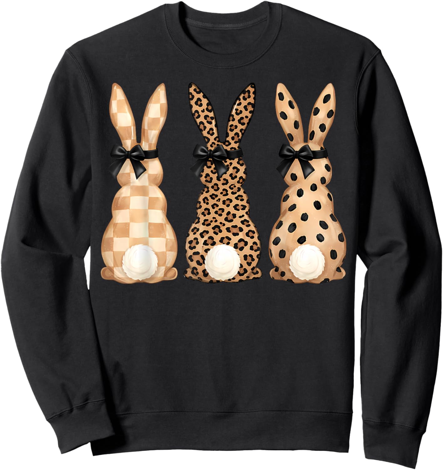 Cute Rabbit Bunnies Coquette Bow Easter Day Women Girls Kids Sweatshirt - Sweatshirt | Black