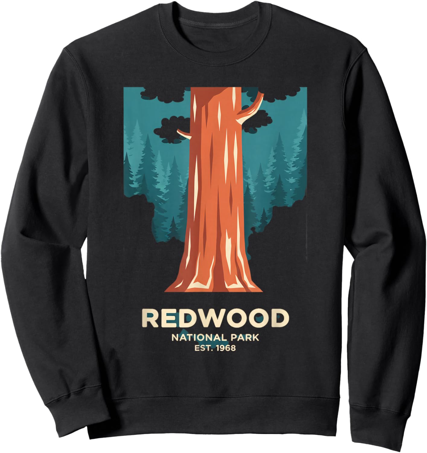 Redwood National Park Est 1968 Kids Forest Tree Nature Sweatshirt - Sweatshirt | Black