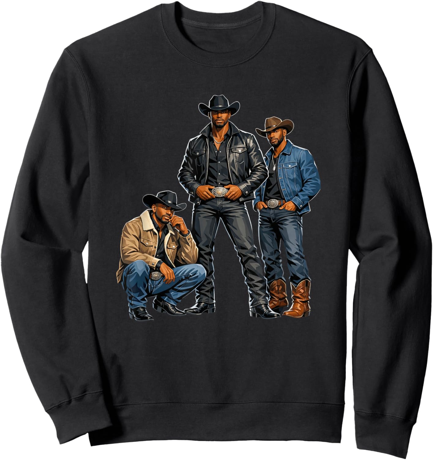 Western Cowboy Melanin Black History African Texas Rodeo Men Sweatshirt - Sweatshirt | Black