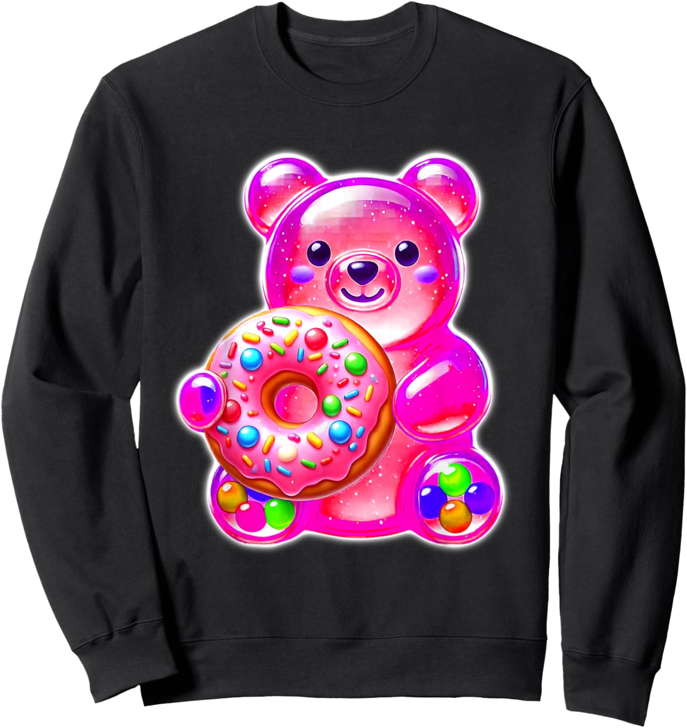 Gummy Bear Candy Donut Pink Sweatshirt - Sweatshirt | Black