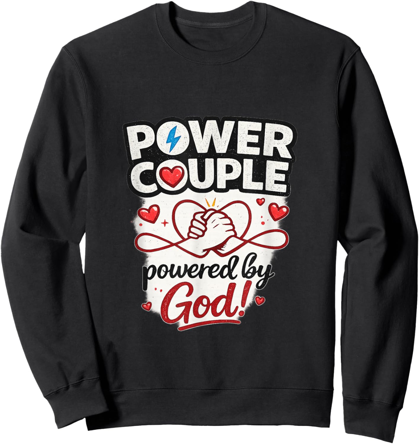 Christian Couples Matching Shirt Power Couple Valentines Day Sweatshirt - Sweatshirt | Black