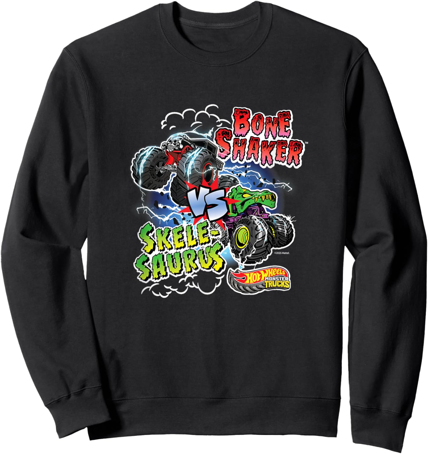 Hot Wheels: Monster Trucks - Bone Shaker vs Skelesaurus Sweatshirt - Sweatshirt | Black