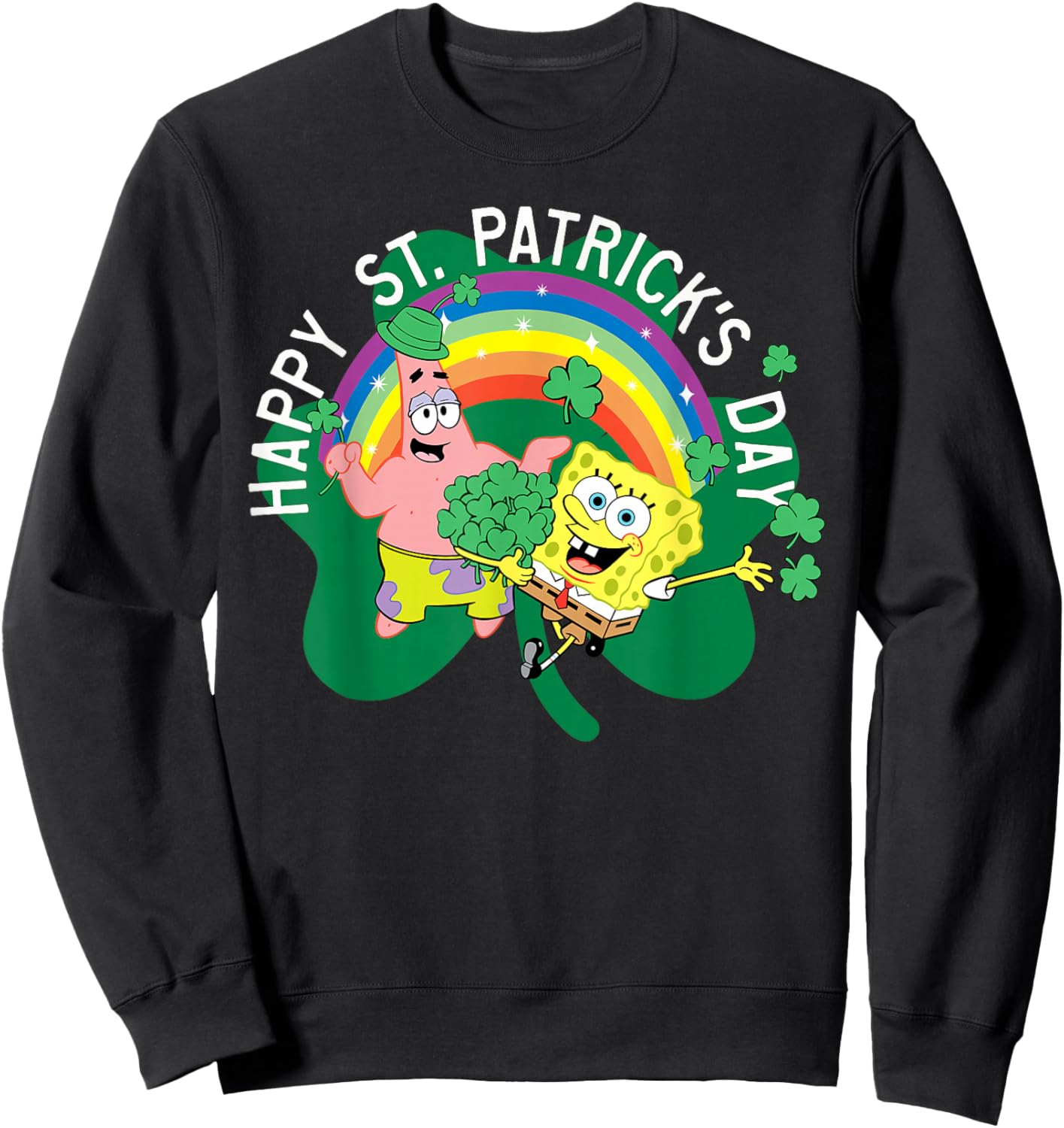 Spongebob Squarepants St. Patrick's Day Holiday Duo Portrait Sweatshirt - Sweatshirt | Black