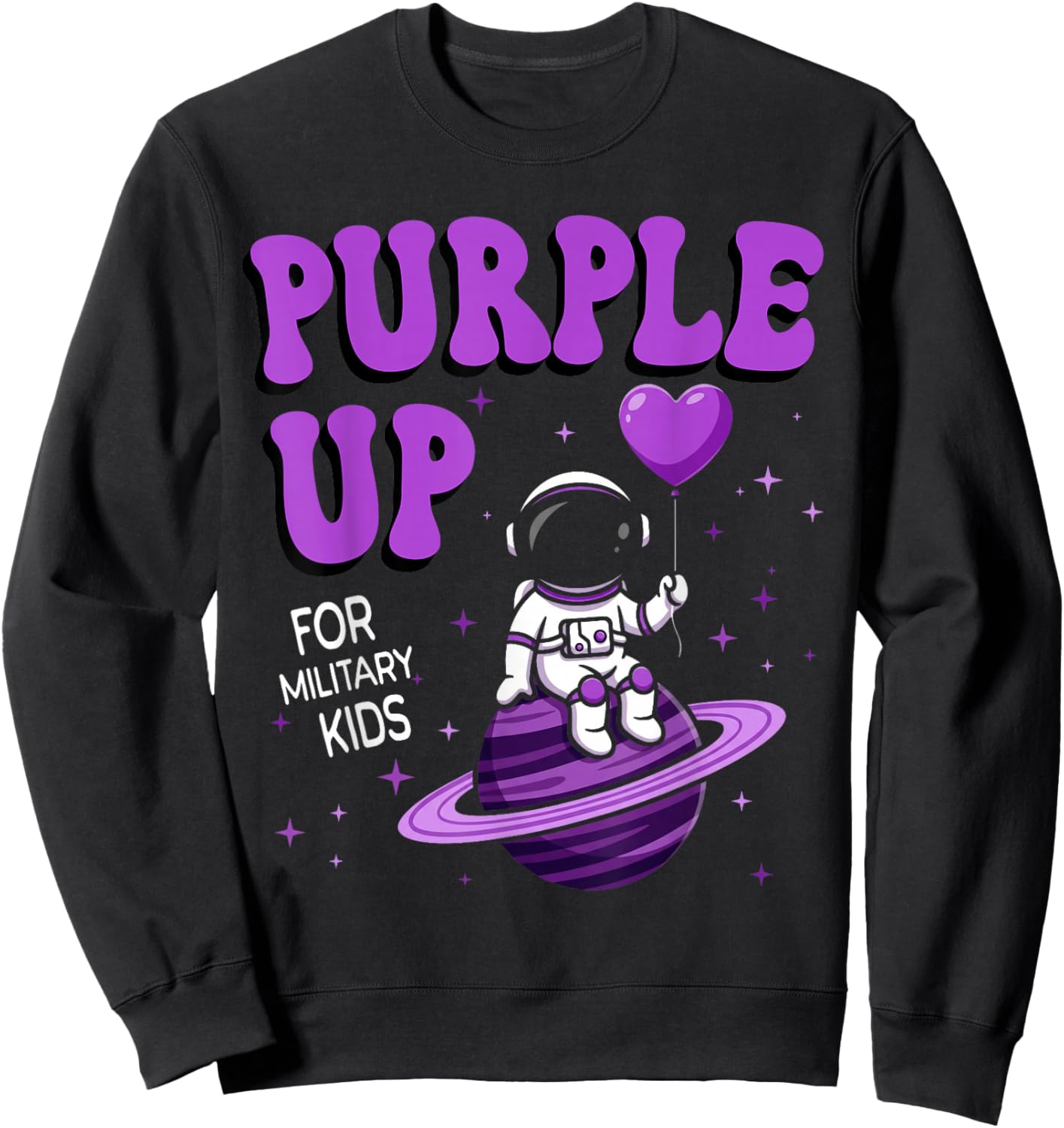 Purple Up for Military Kids Military Child Month Space Sweatshirt - Sweatshirt | Black