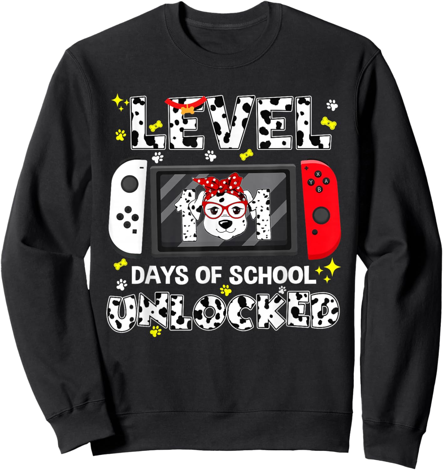 Level Unlocked Game Controller 101 Days School 100 Days Sweatshirt - Sweatshirt | Black