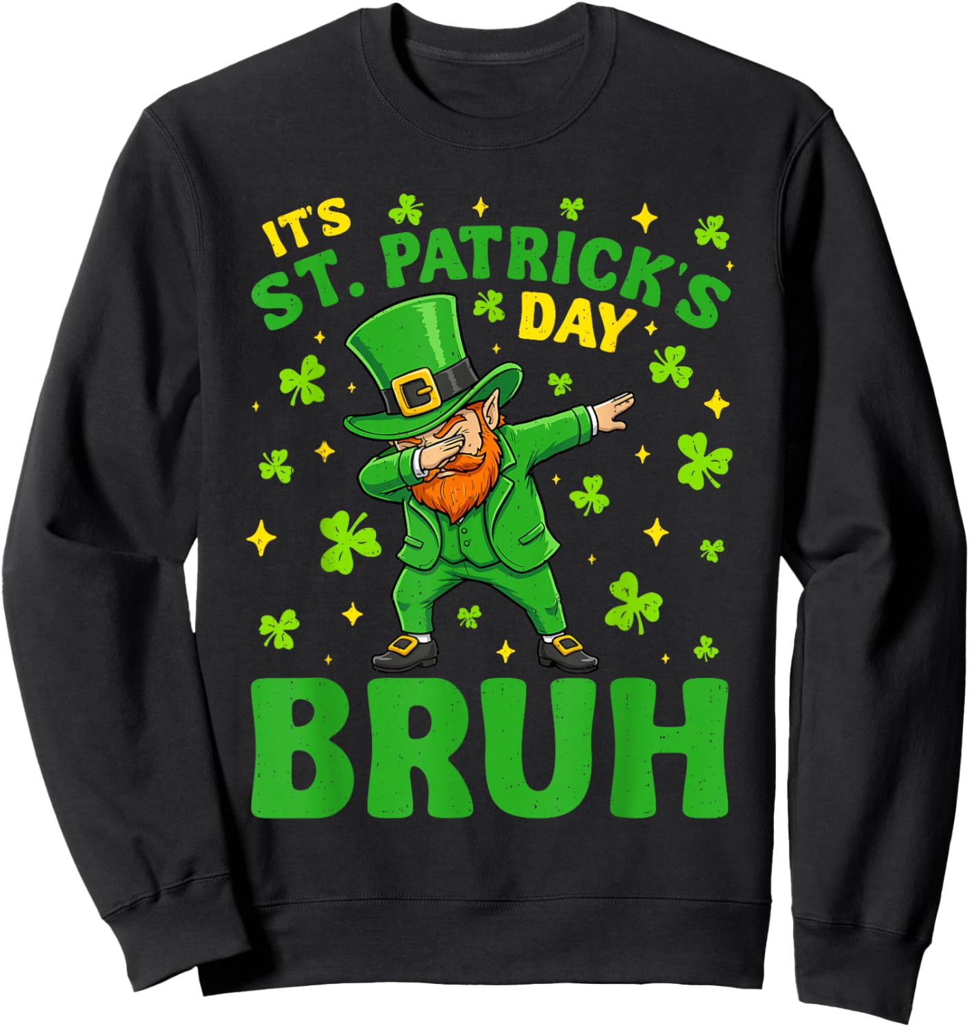 Dabbing Leprechaun Bruh St Patricks Day Teen Girls Boys Kids Sweatshirt - Sweatshirt | Black