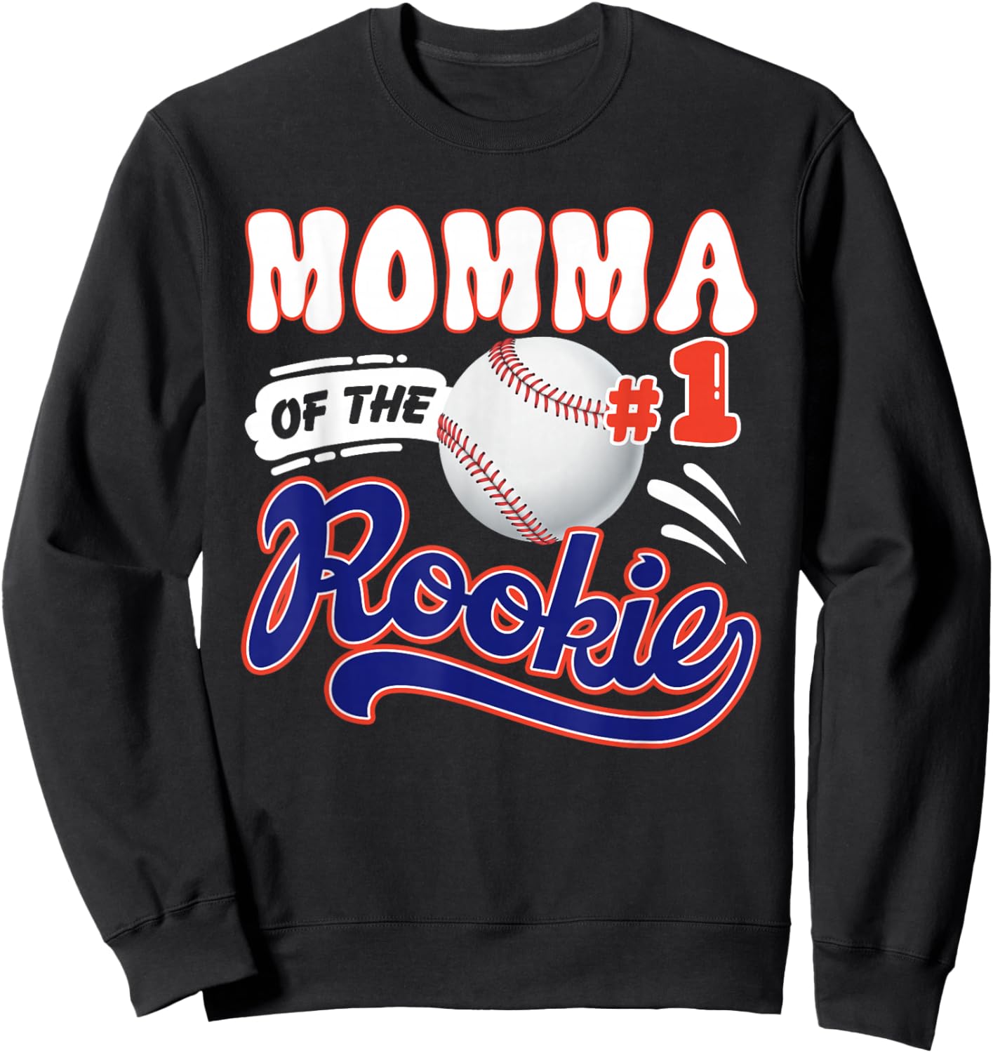 Momma Rookie of Year 1st Birthday Baseball Theme Matching Sweatshirt - Sweatshirt | Black