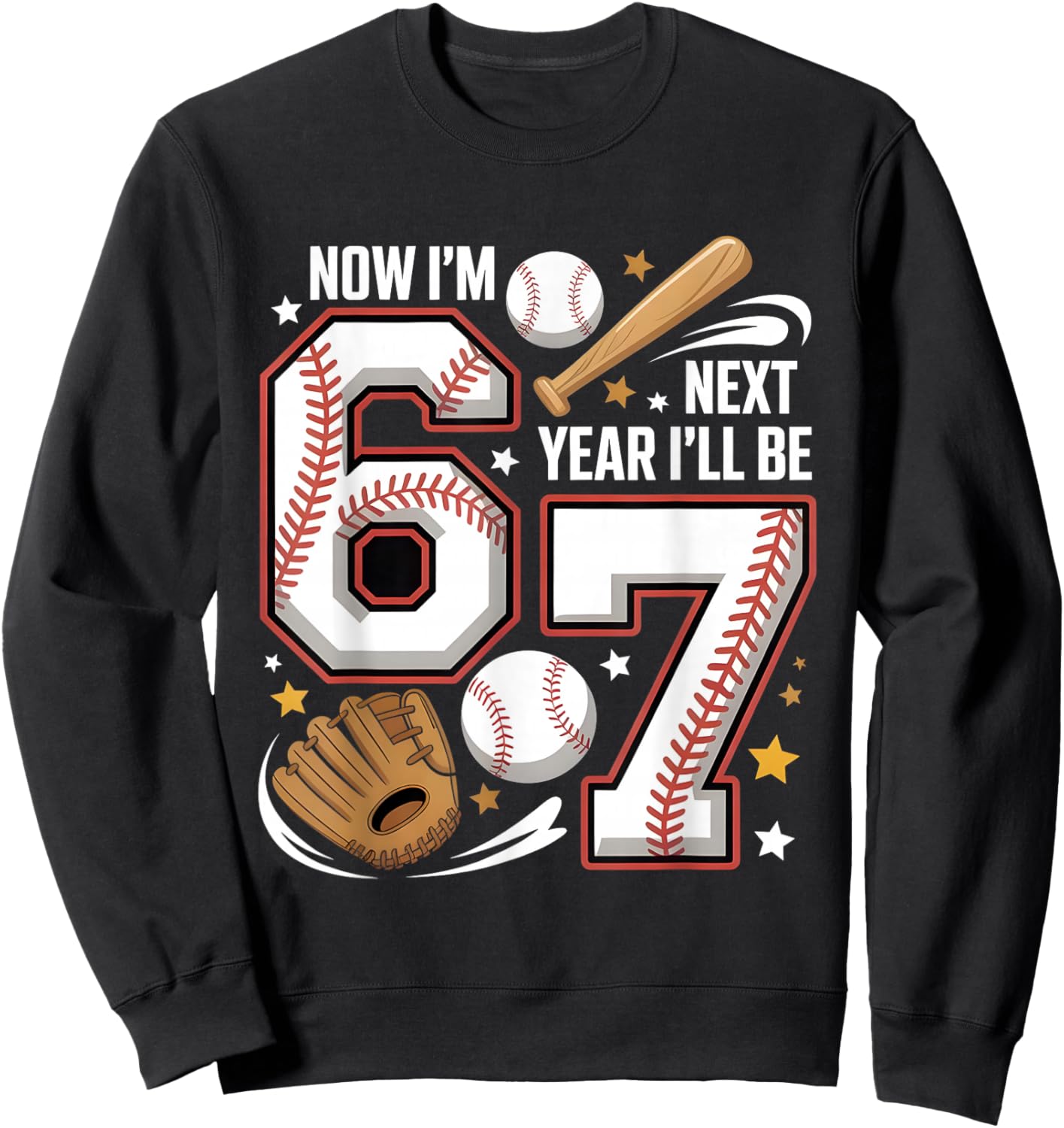 6 Year Old Birthday 67 Trend Baseball Now I’m 6 Next Year 7 Sweatshirt - Sweatshirt | Black