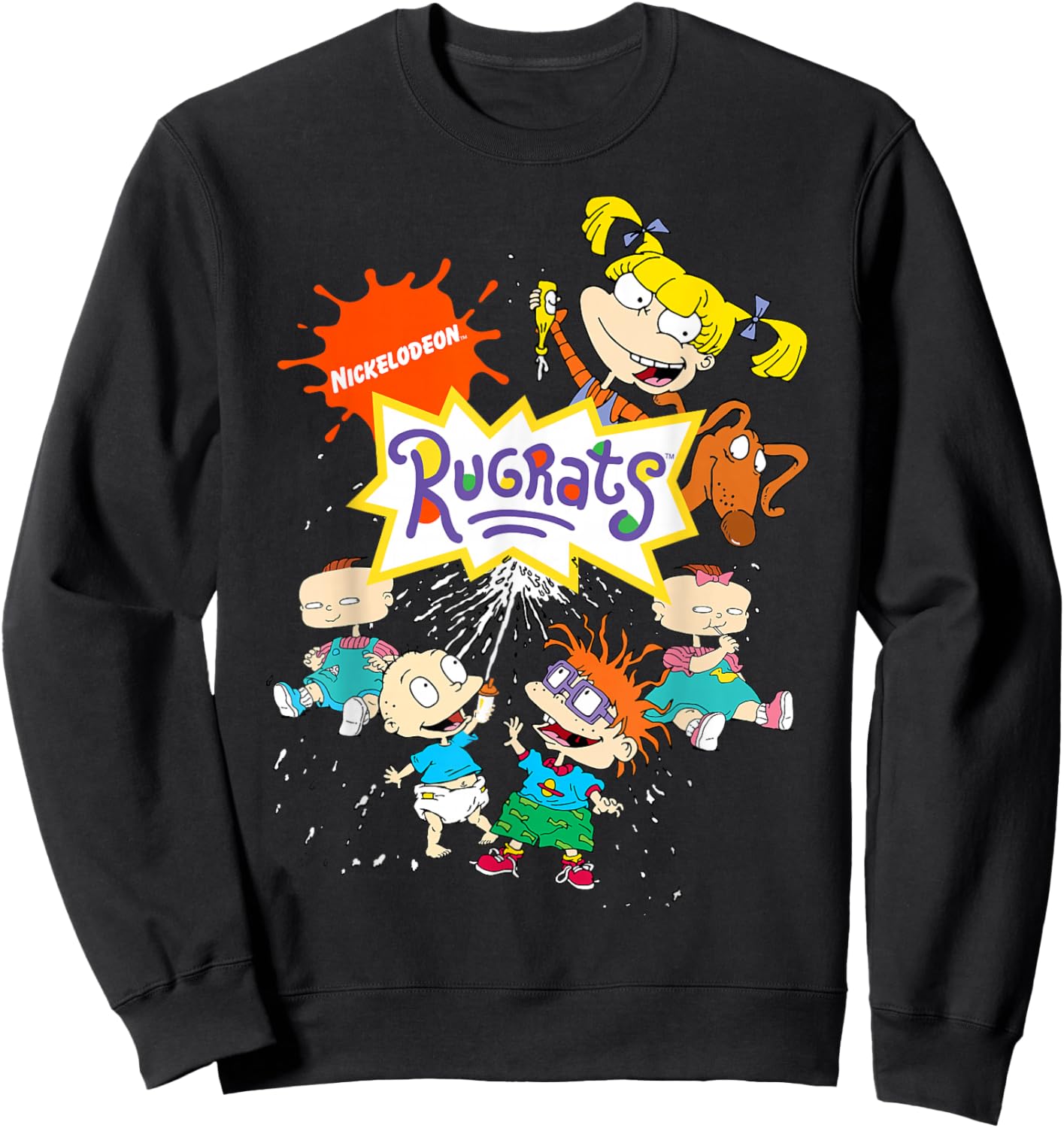 Rugrats Logo with Nick Logo and Rugrats Characters Sweatshirt - Sweatshirt | Black