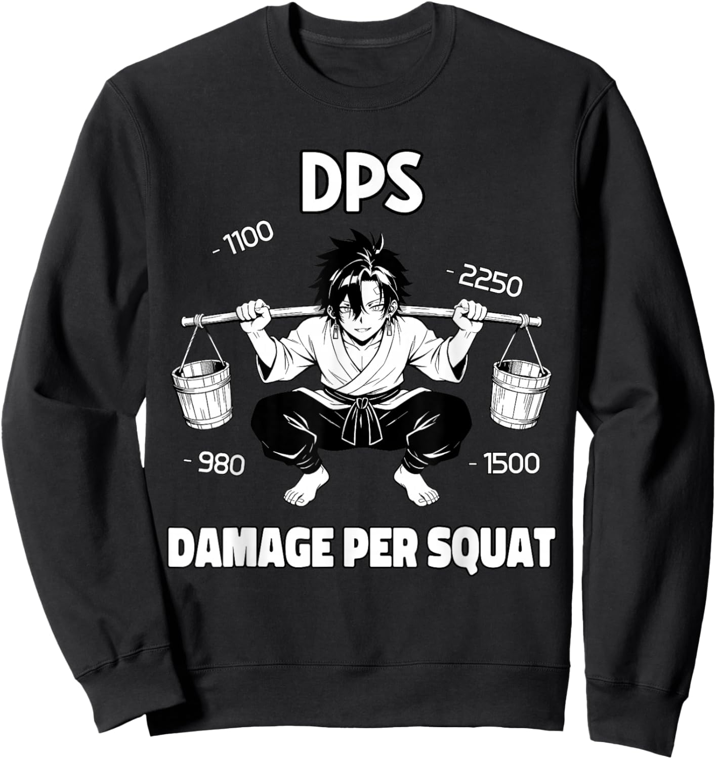 Funny Gym Anime Manga Gamer DPS Squat Sweatshirt - Sweatshirt | Black