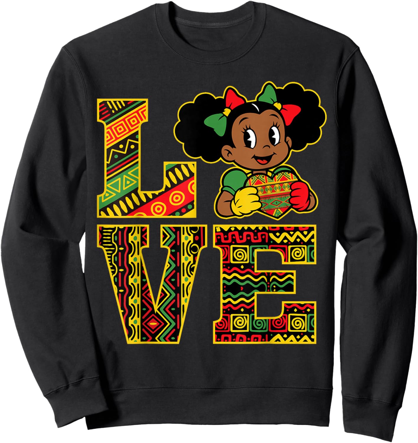Black History Month Love African Girl Afro Pride Juneteenth Sweatshirt - Sweatshirt | Black