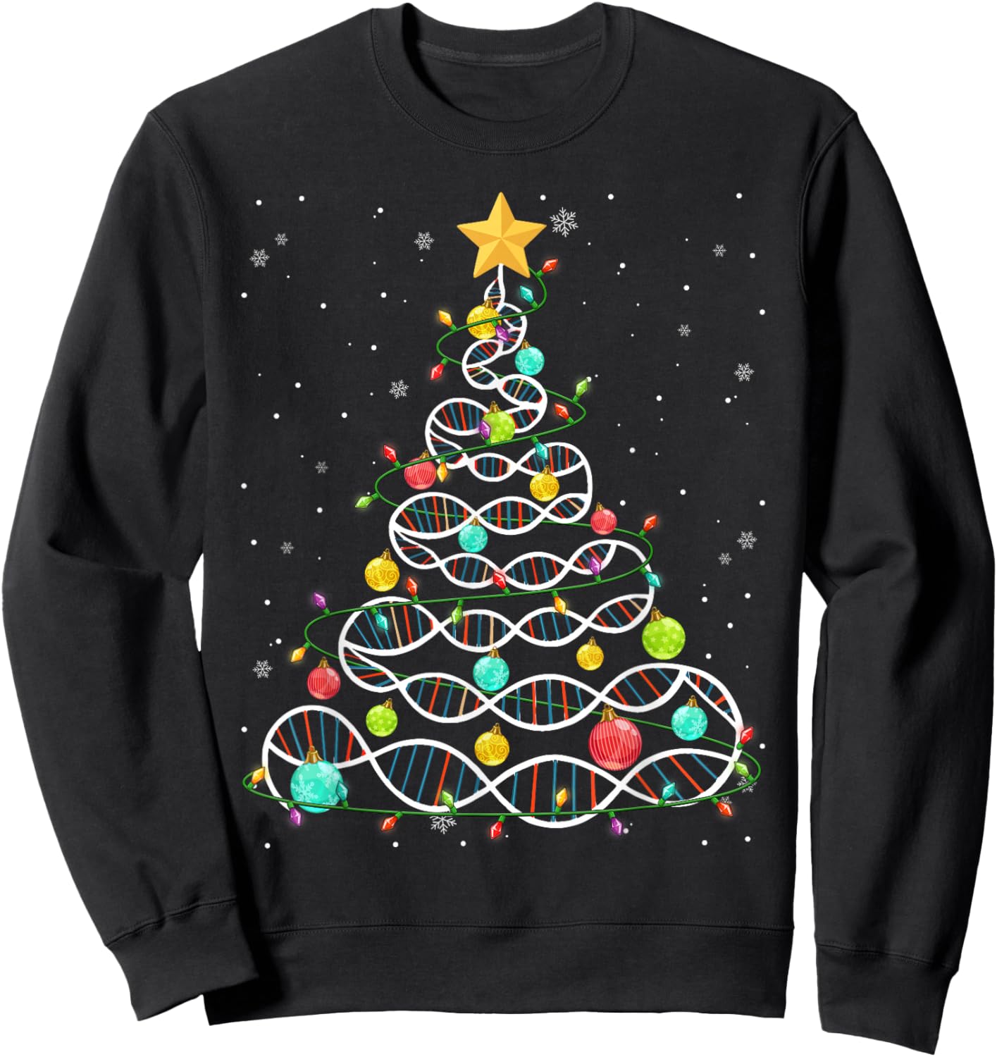 DNA Helix Christmas Tree Biology Science Teacher Christmas Sweatshirt - Sweatshirt | Black