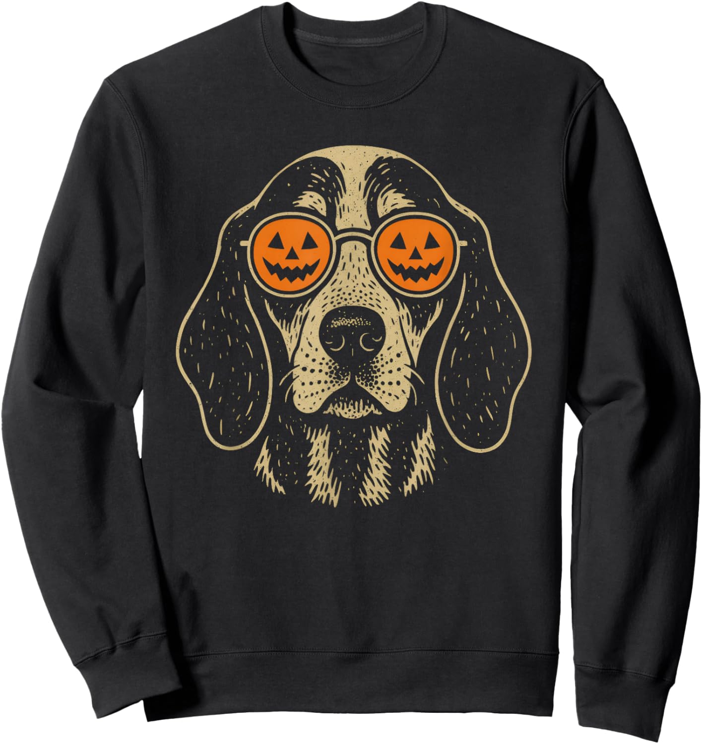 Halloween Bluetick Coonhound Dog with Pumpkin Glasses Gift Sweatshirt - Sweatshirt | Black