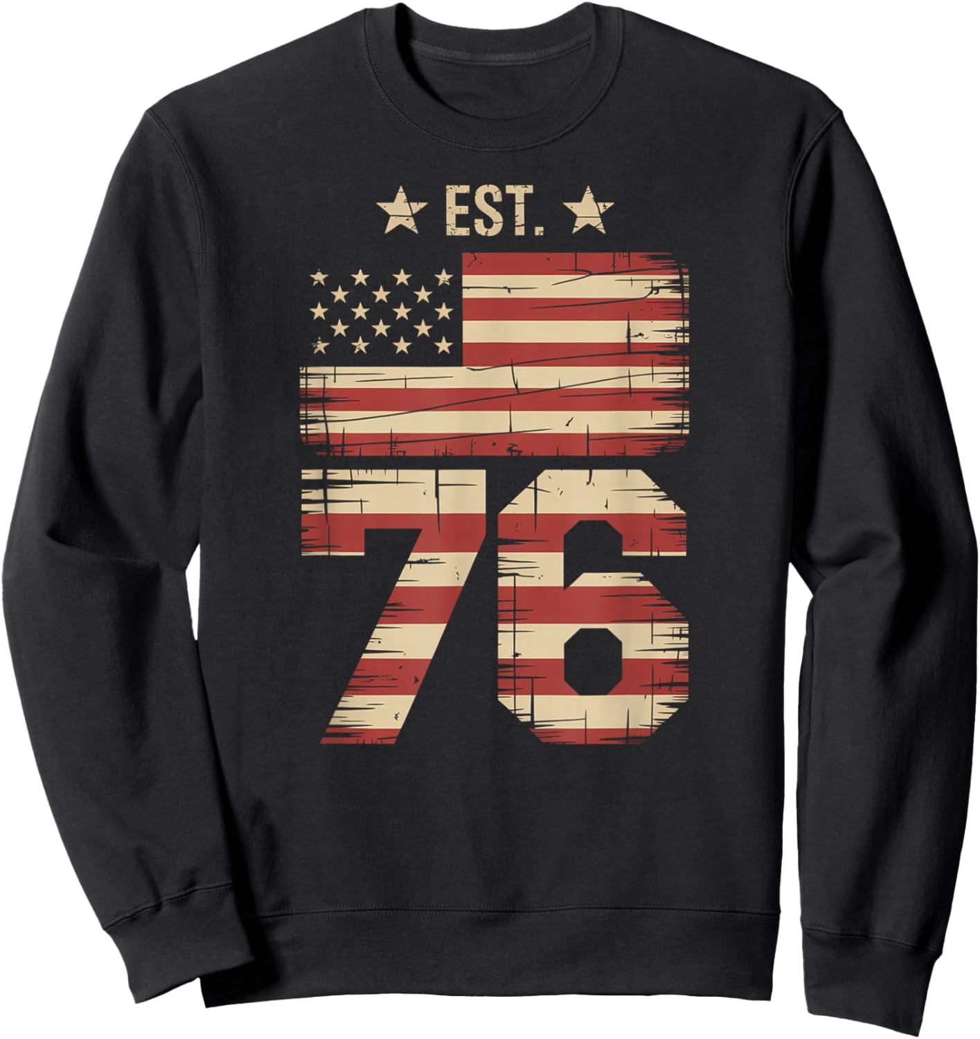 4th of July 6 7 USA Flag Patriotic Independence 76 Sweatshirt - Sweatshirt | Black