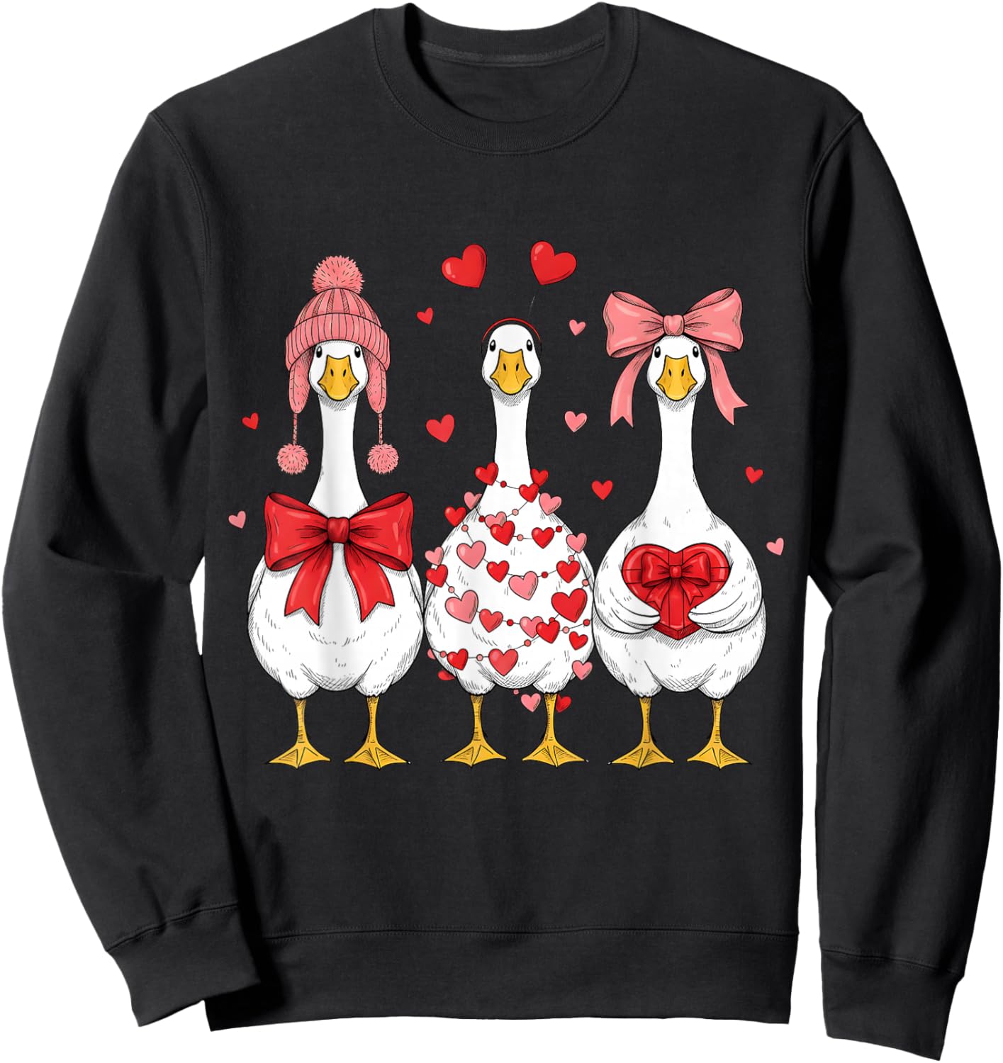 Funny Valentine Silly Goose Valentine's Day Women Girls Sweatshirt - Sweatshirt | Black