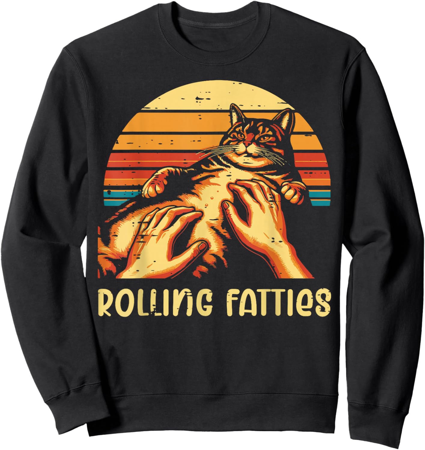 Fat Cat Rolling Fatties Funny Kitten Kitty Men Women Kids Sweatshirt - Sweatshirt | Black