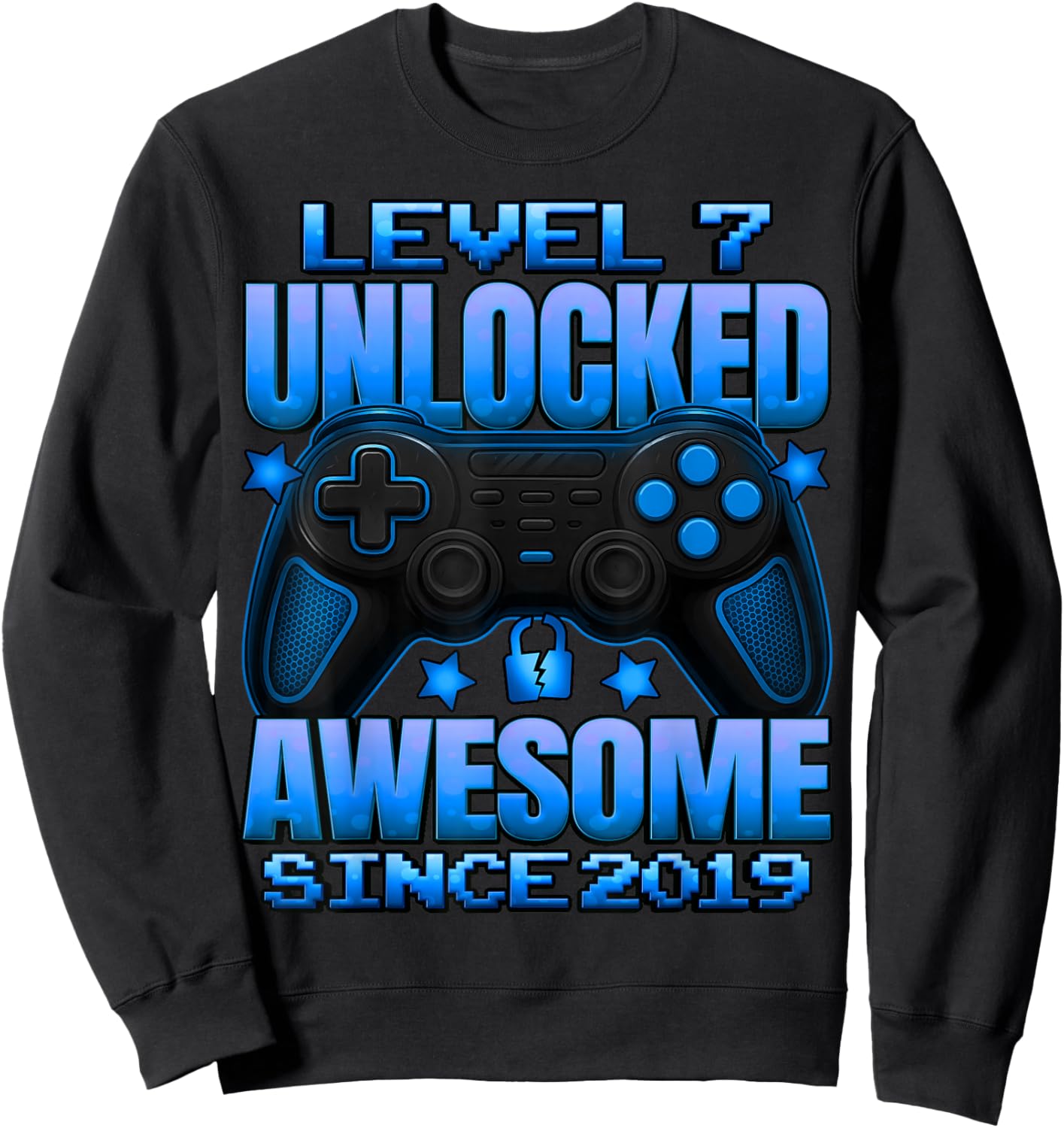Level 7 Unlocked 7 Year Old Gifts for Boys 7th Birthday Boy Sweatshirt - Sweatshirt | Black