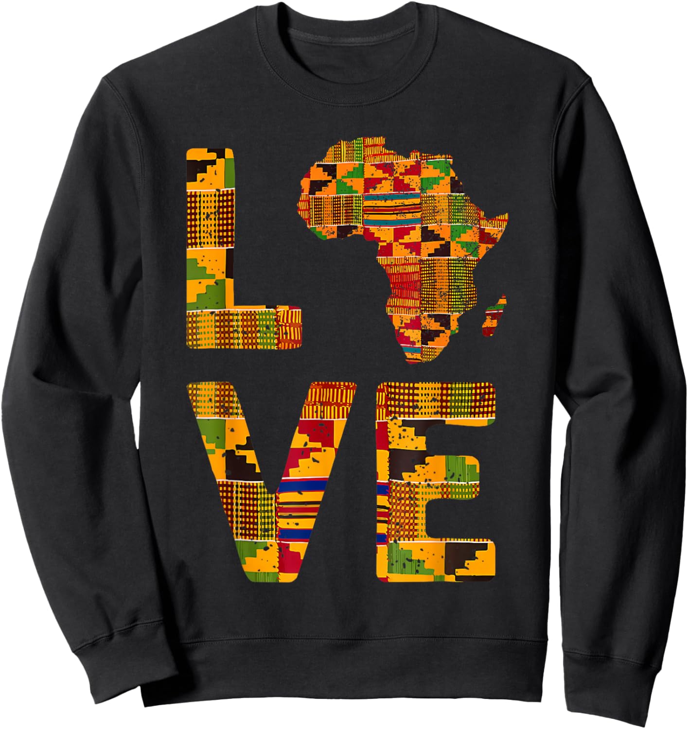 Africa Cool African Roots Map Traditional Kente Cloth Sweatshirt - Sweatshirt | Black