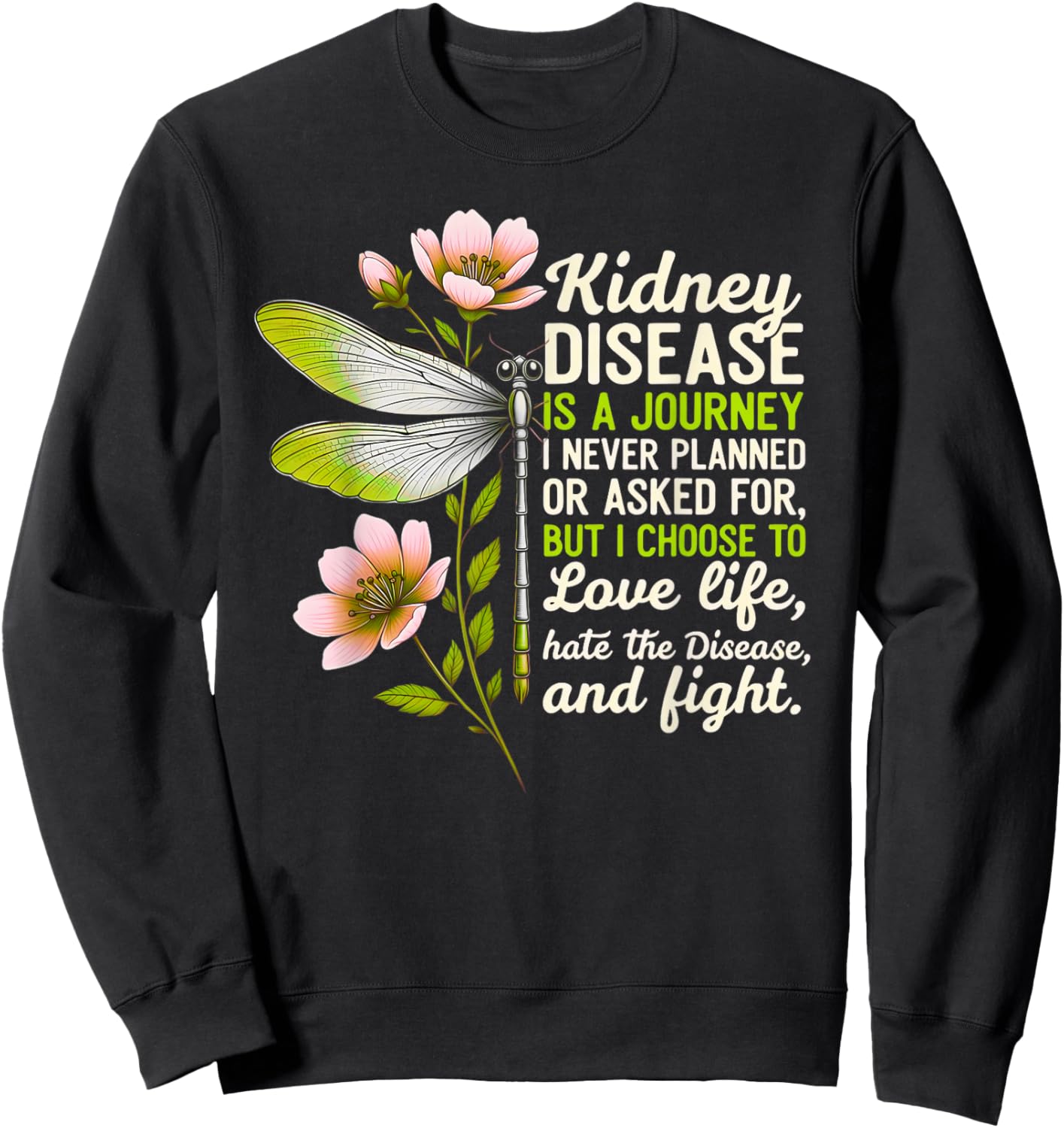 Kidney Disease Awareness Butterfly Ribbon Kidney Warrior Sweatshirt - Sweatshirt | Black