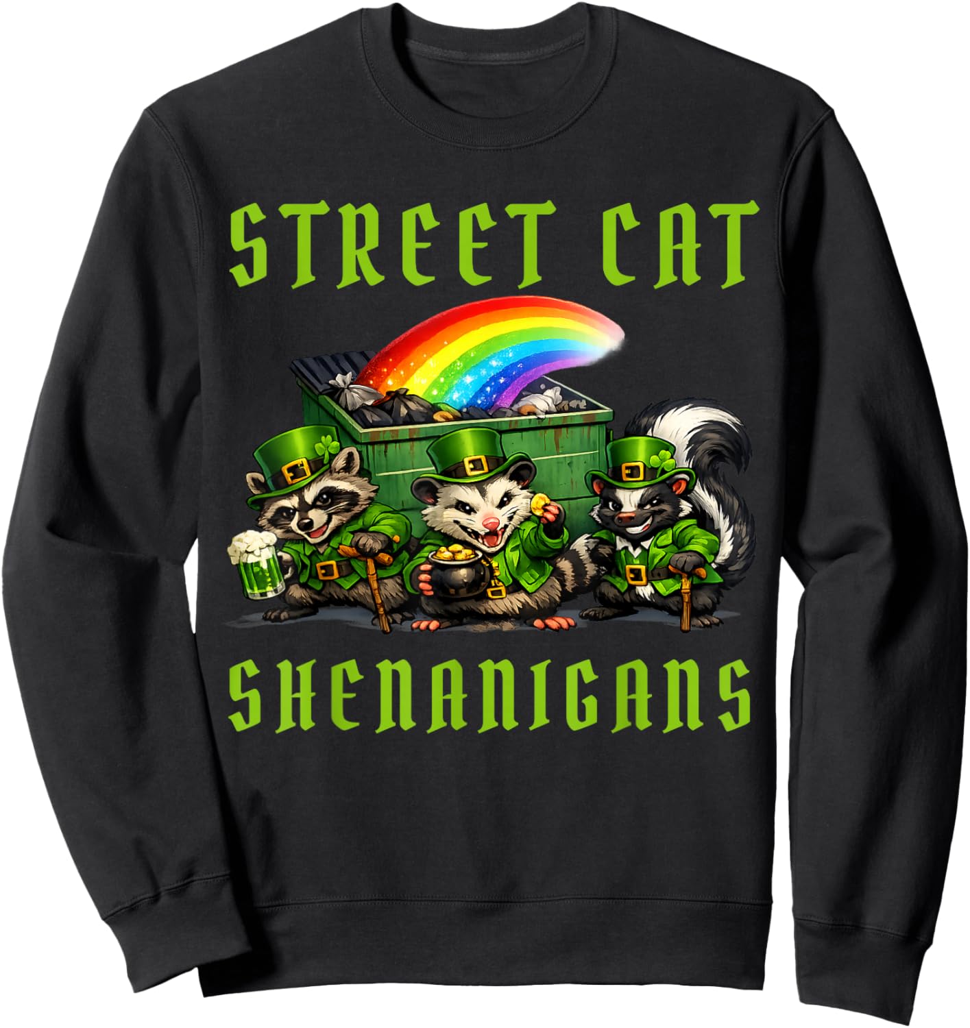 Street Cat Shenanigans Funny St Patricks Street Cats Irish Sweatshirt - Sweatshirt | Black