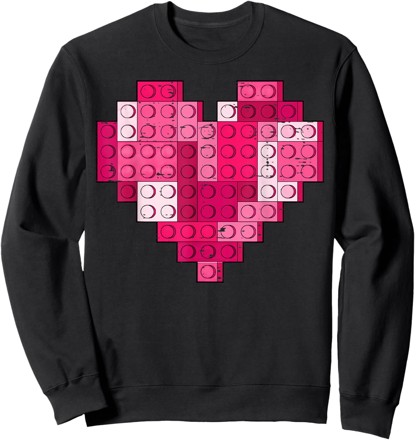 Valentines Day Heart Building Blocks Bricks Boys Kid Toddler Sweatshirt - Sweatshirt | Black
