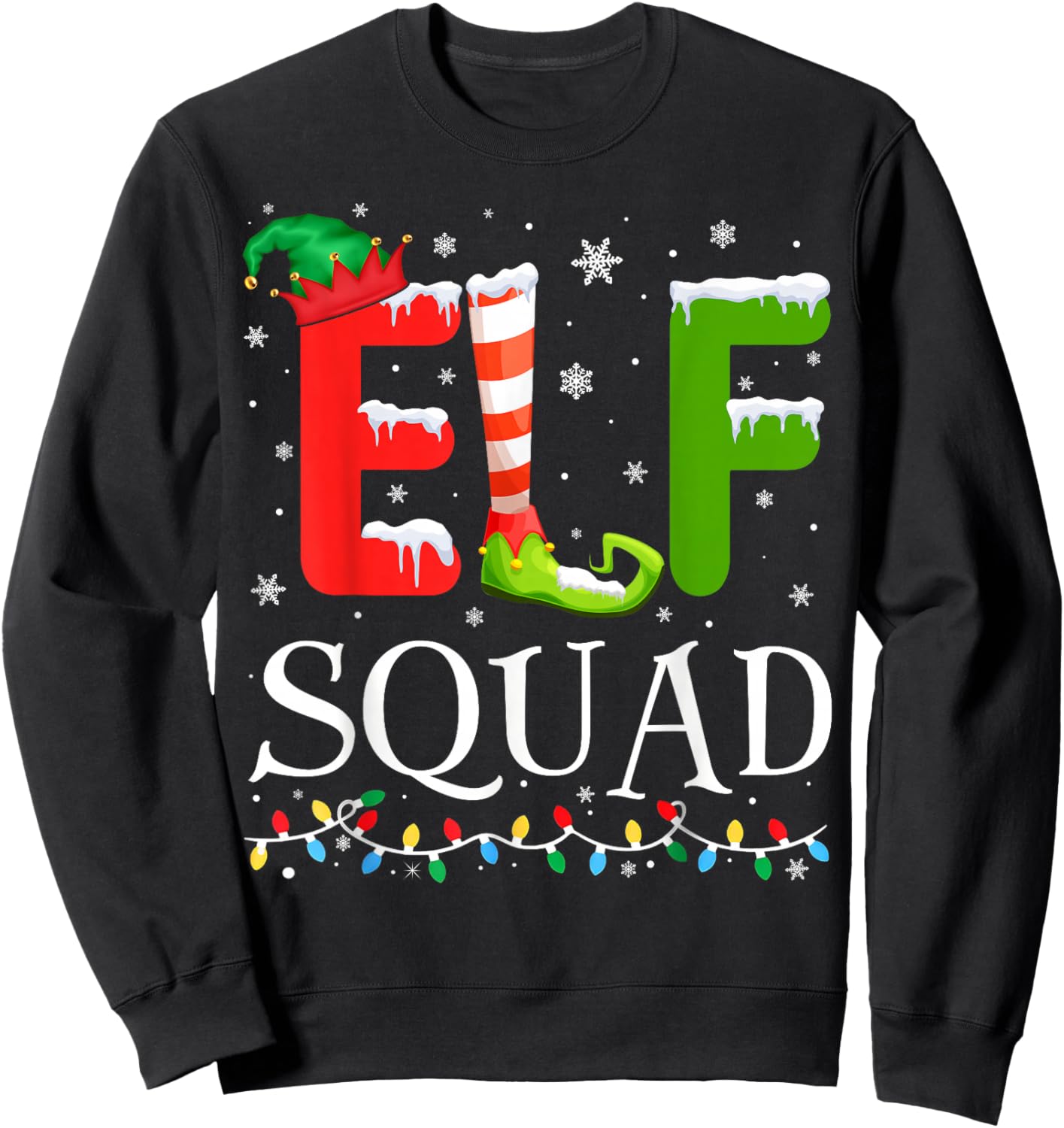 Elf Family Christmas Pajamas Xmas Elf Squad Sweatshirt - Sweatshirt | Black