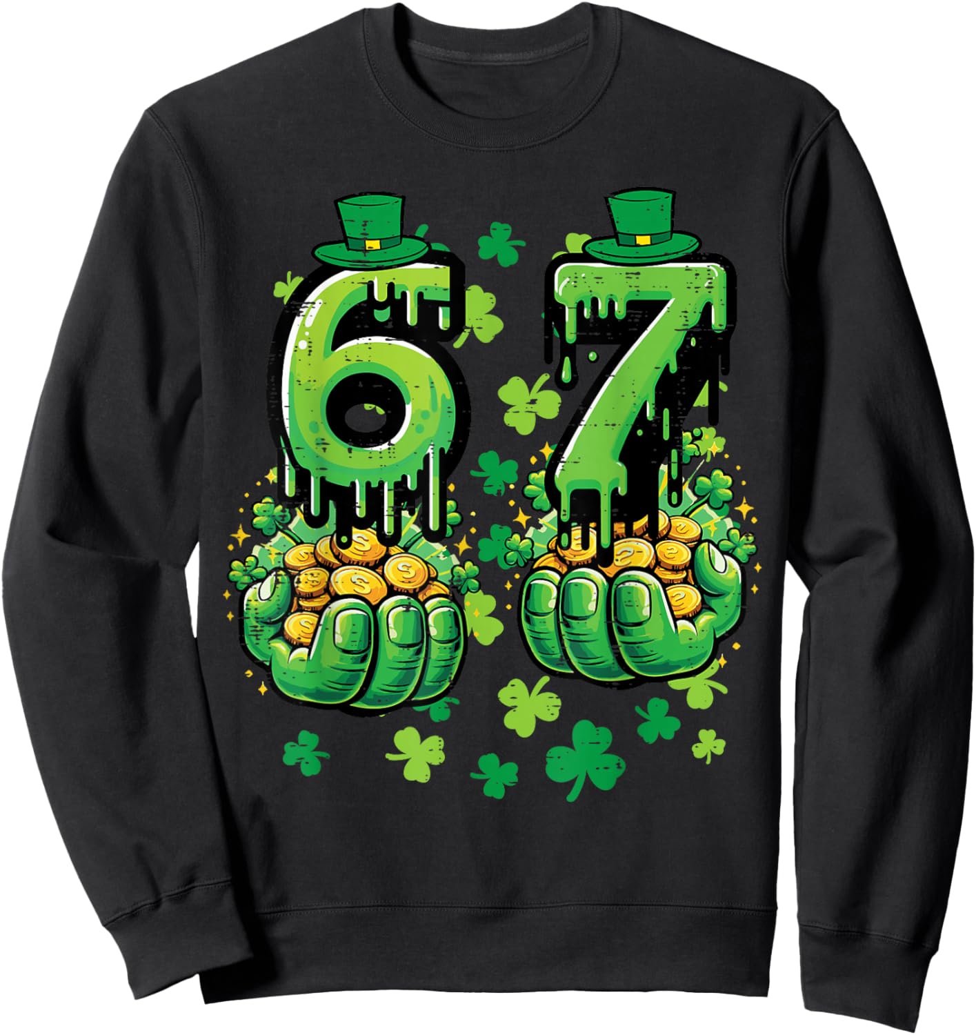 6 7 St Patricks Day 67 Six Seven Meme Teacher Boy Kids Youth Sweatshirt - Sweatshirt | Black