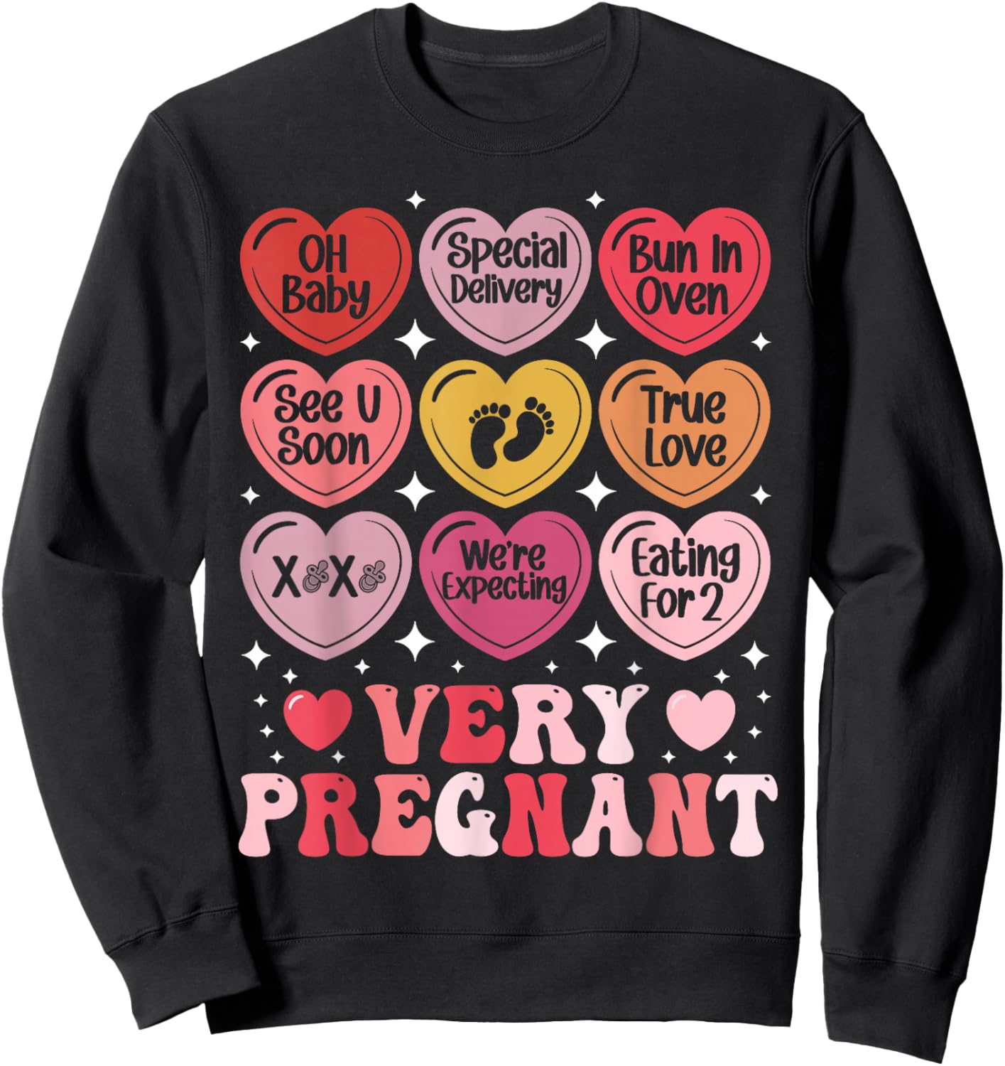 Pregnancy Announcement Valentine's Day Very Pregnant Heart Sweatshirt - Sweatshirt | Black