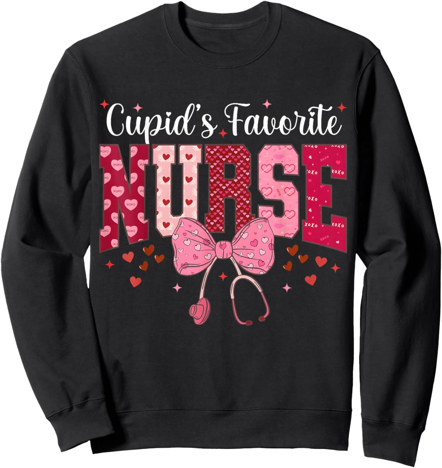 Valentines Day Nurse Cupids Favorite Nurse Er Rn Nurse Sweatshirt - Sweatshirt | Black
