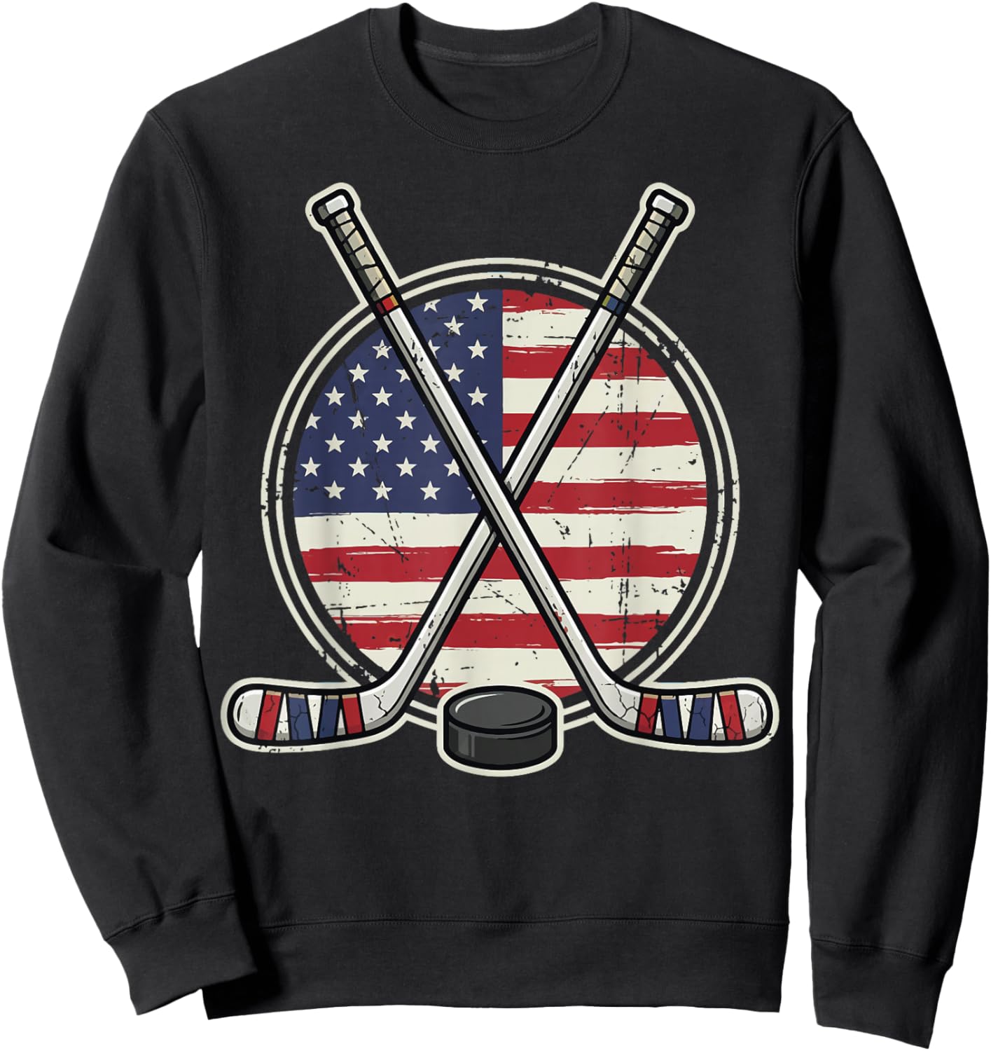 Ice Hockey USA Flag Sweatshirt - Sweatshirt | Black