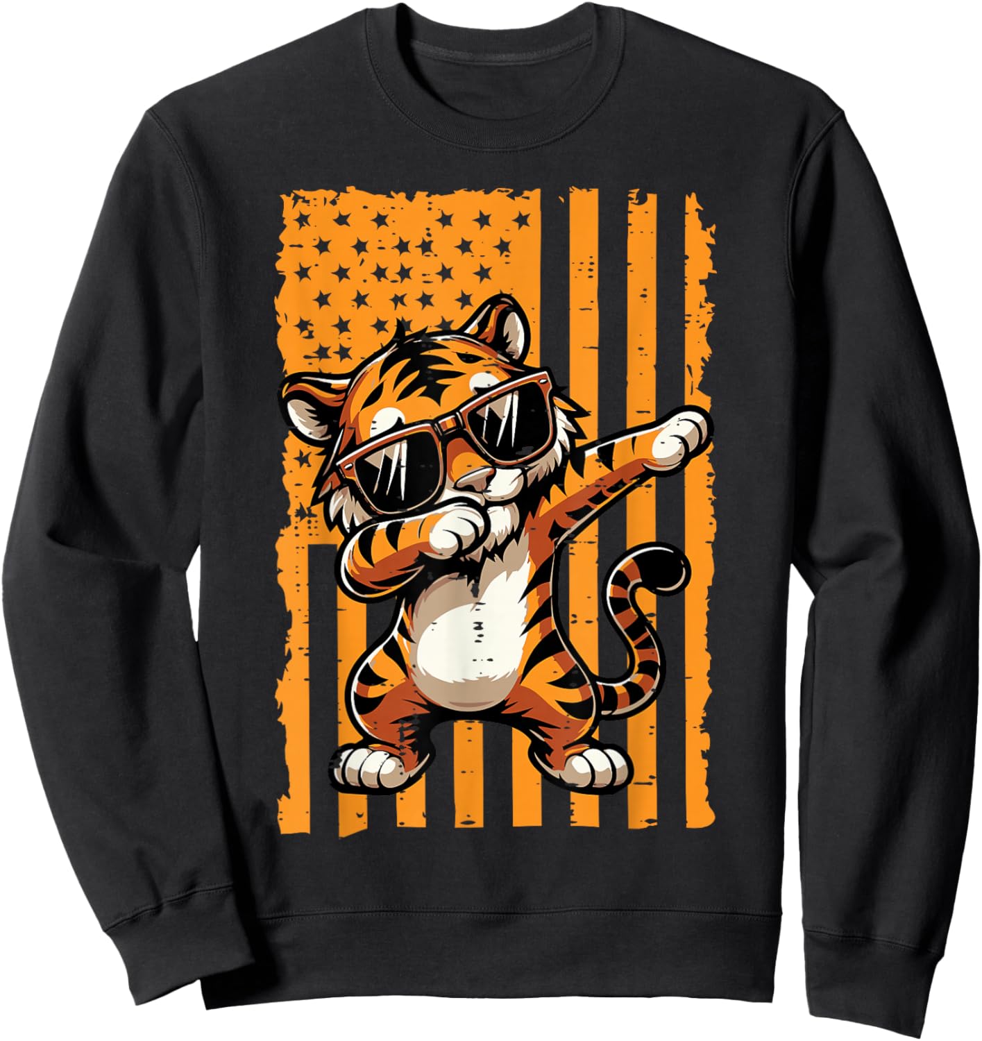 US Flag Dabbing Tiger Dab Boys Youth Teen Kids Men Girls Sweatshirt - Sweatshirt | Black