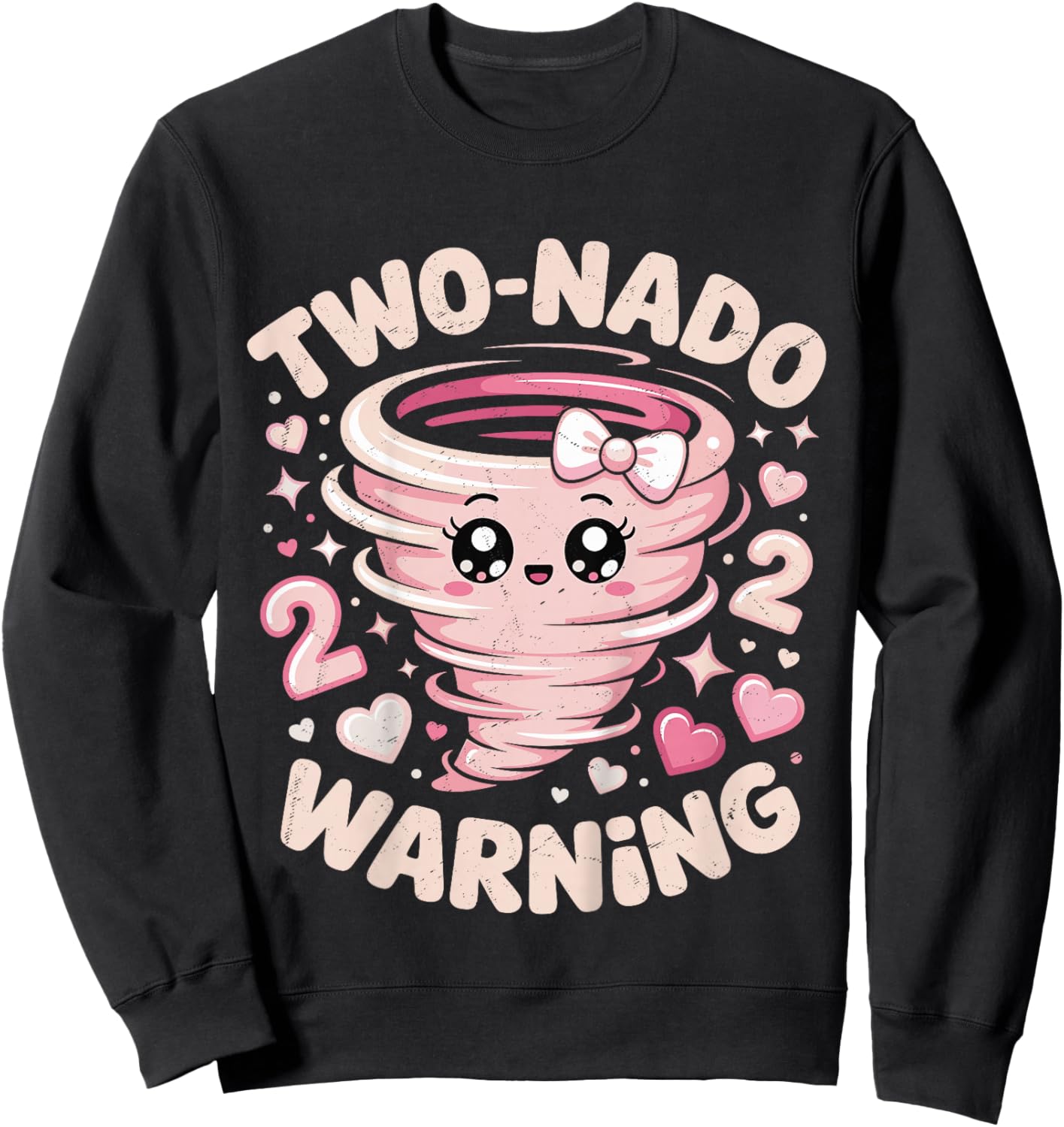 Two Nado Warning Coquette Bow 2nd Birthday 2 Year Old Girls Sweatshirt - Sweatshirt | Black