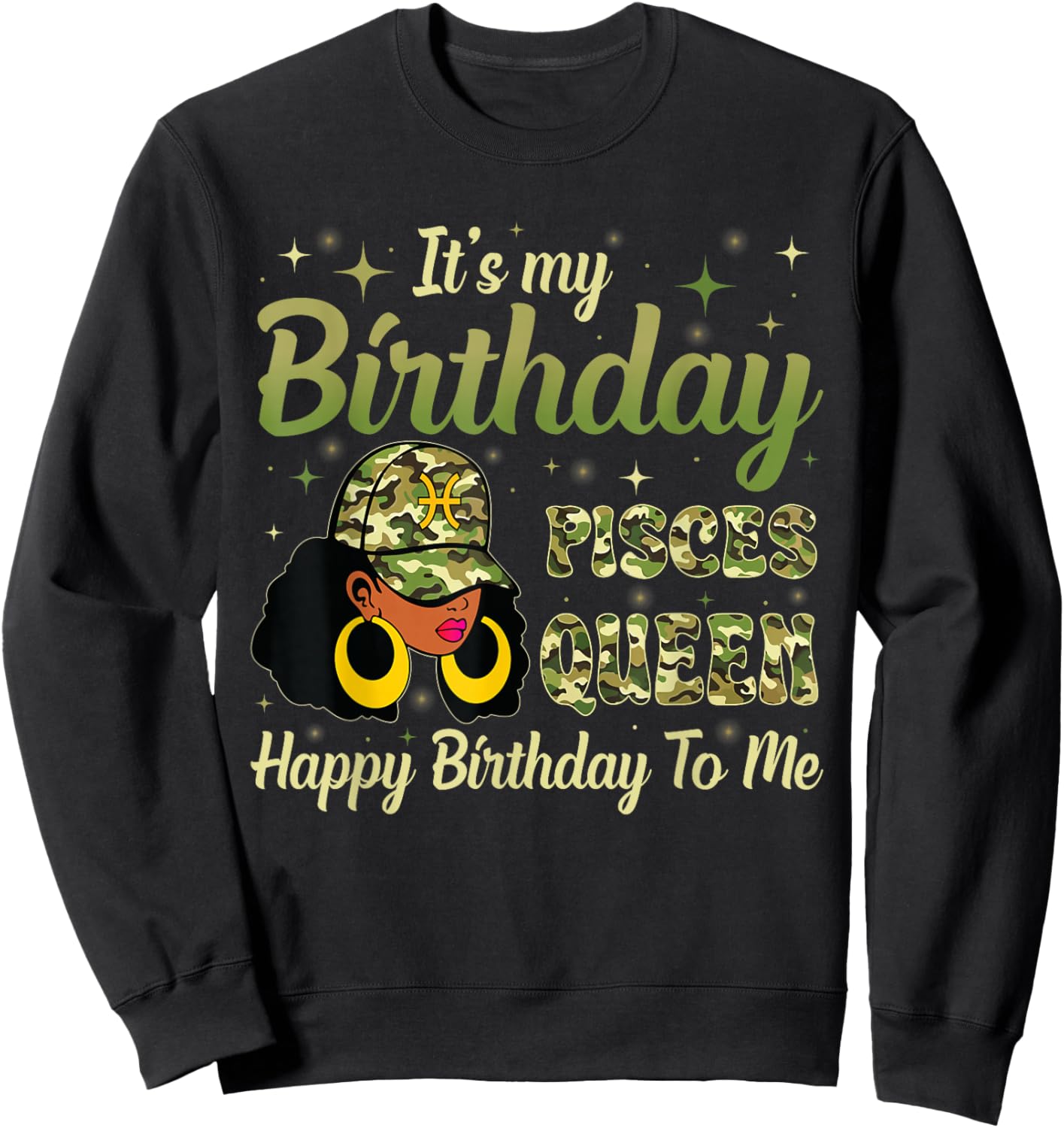 It's My Birthday Pisces Queen Women Girl Zodiac Sign Sweatshirt - Sweatshirt | Black