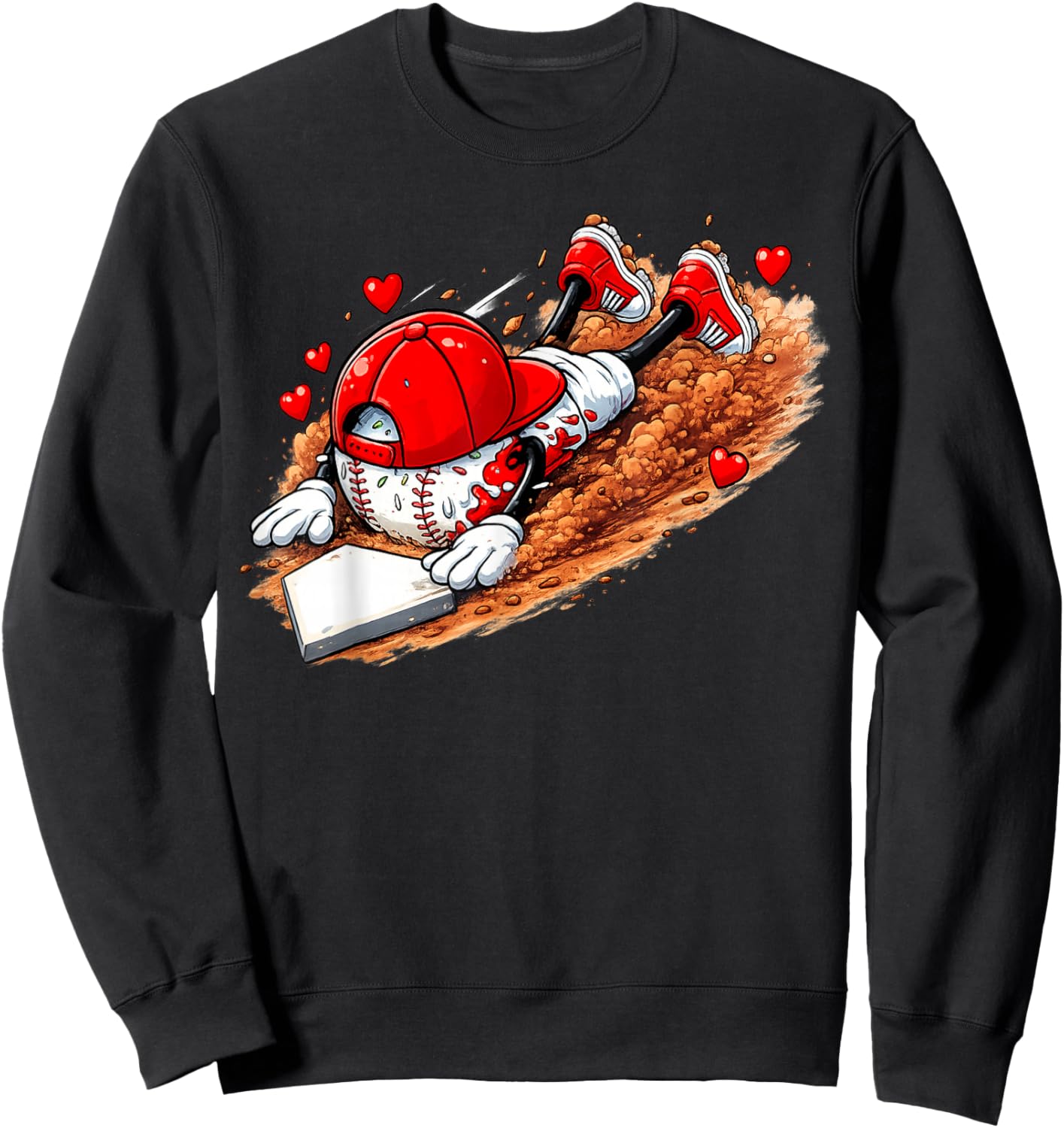 Baseball Valentine's Day Drip Ice Cream Team Sweatshirt - Sweatshirt | Black