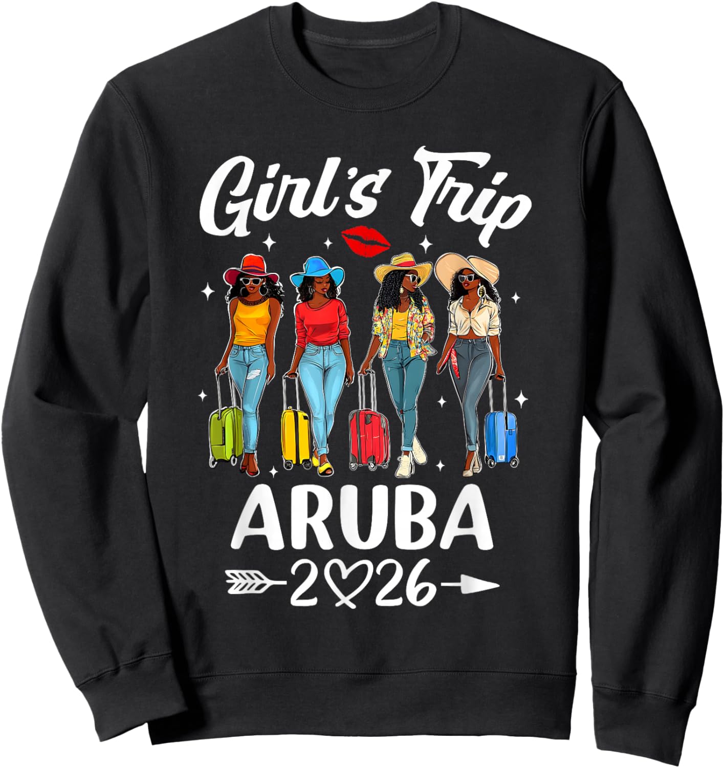 Aruba Girls Trip 2026 Birthday Squad Women Vacation Sweatshirt - Sweatshirt | Black