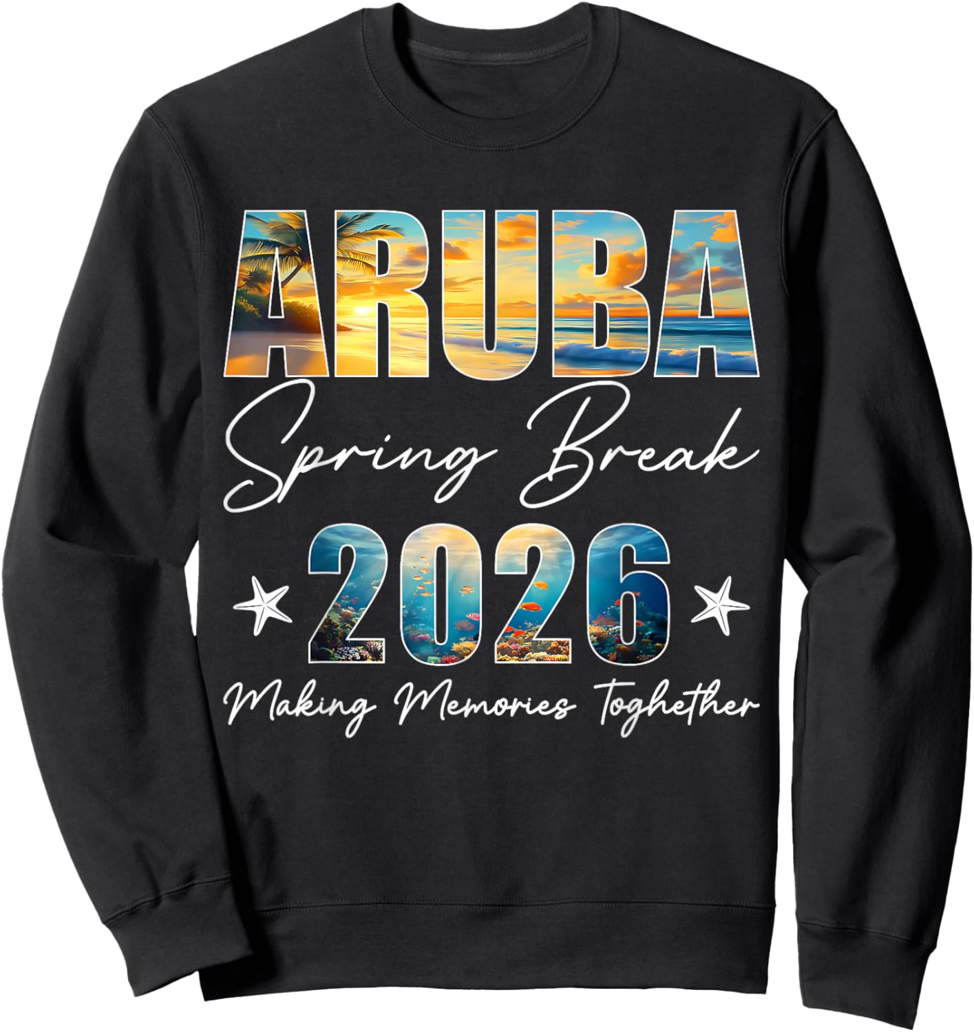 Aruba Spring Break 2026 Matching Family Friends Beach Trip Sweatshirt - Sweatshirt | Black