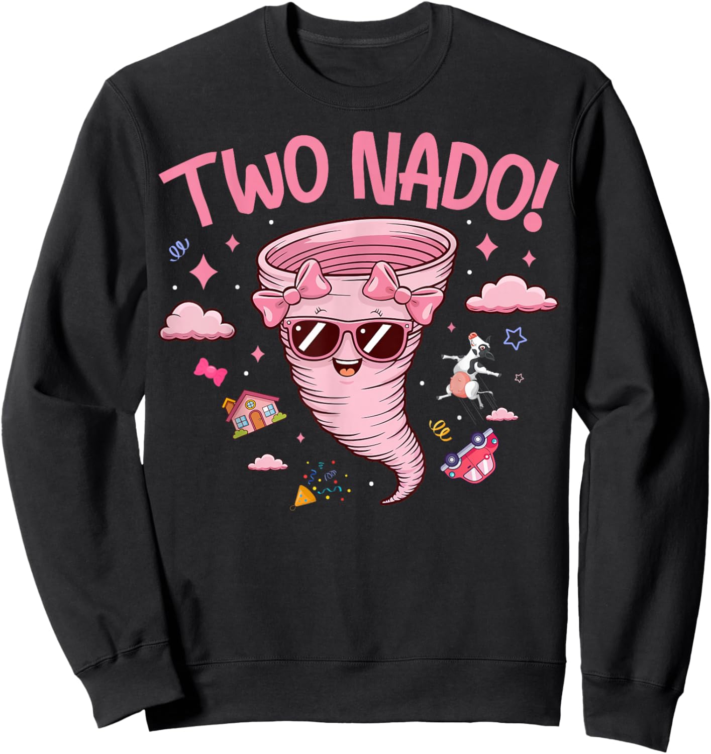 Tornado 2 Year Old Girl Birthday Two Nado 2nd Bday Party Sweatshirt - Sweatshirt | Black