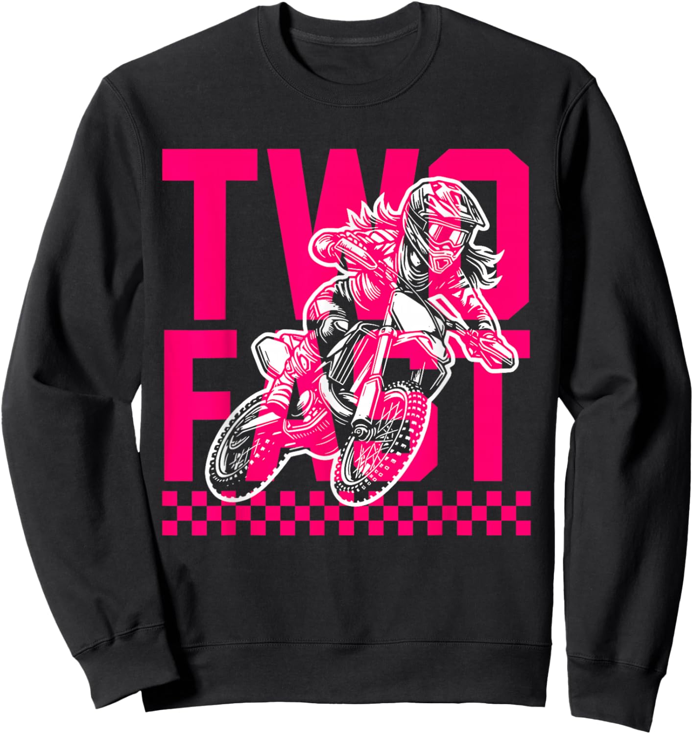 Girl Race Dirt Bike 2nd Birthday Decorations Two Fast Sweatshirt - Sweatshirt | Black