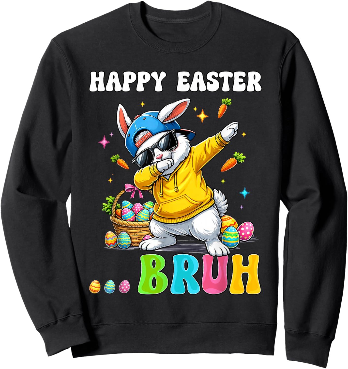 Dabbing Rabbit Easter Day Eggs Dab Boys Girls Kid Gift Bunny Sweatshirt - Sweatshirt | Black