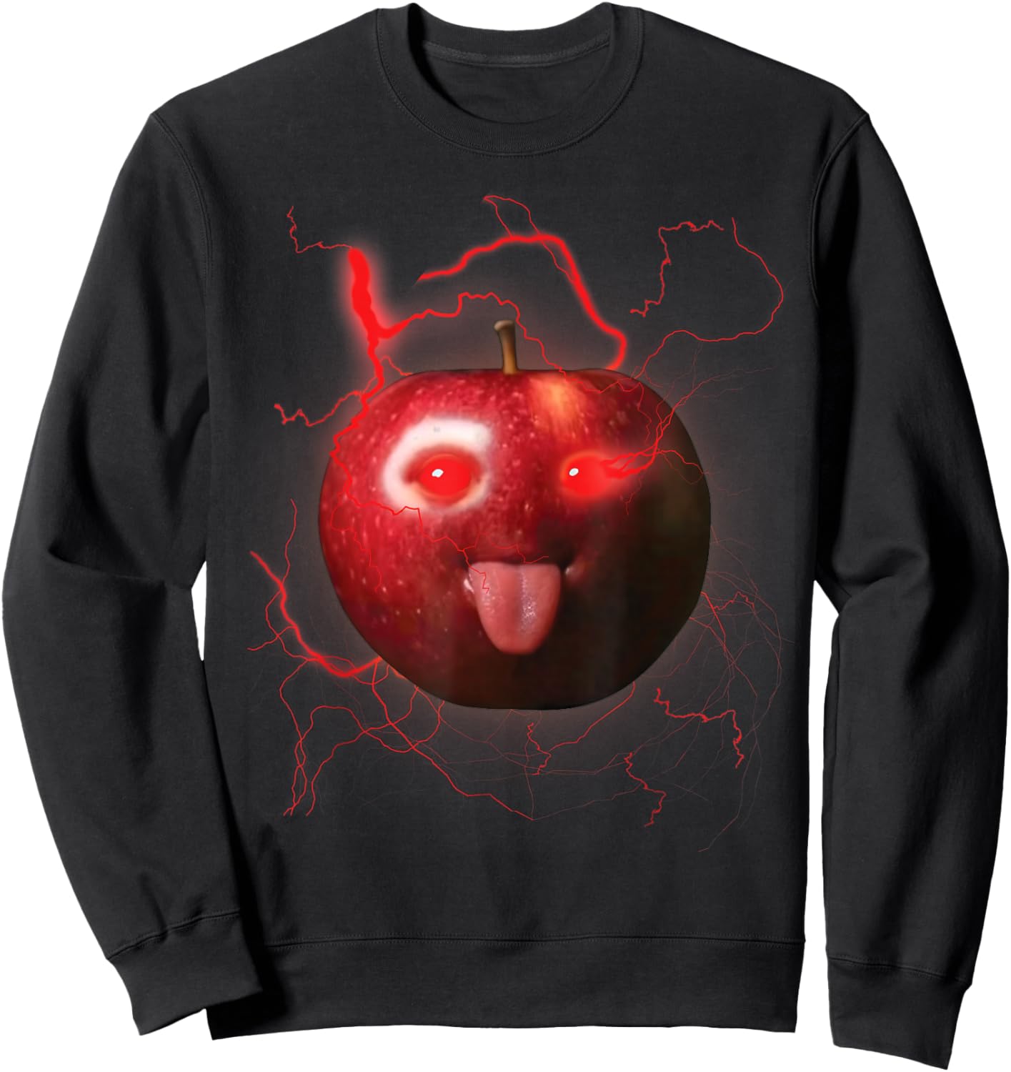 Funny Silly AI Apple gen z Meme BrainRot Humor Tongue Out Sweatshirt - Sweatshirt | Black