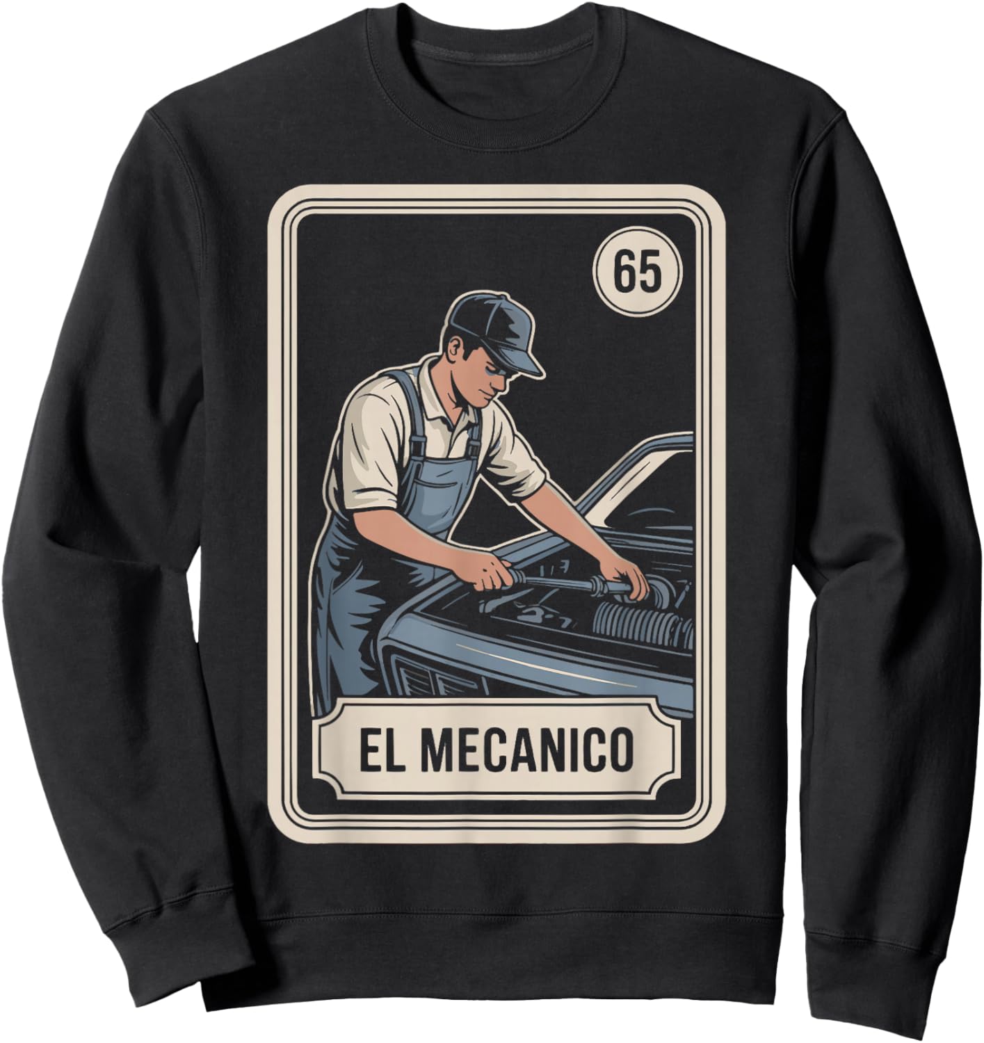 EL Mecanico Lottery Spanish Bingo Card Game Sweatshirt - Sweatshirt | Black