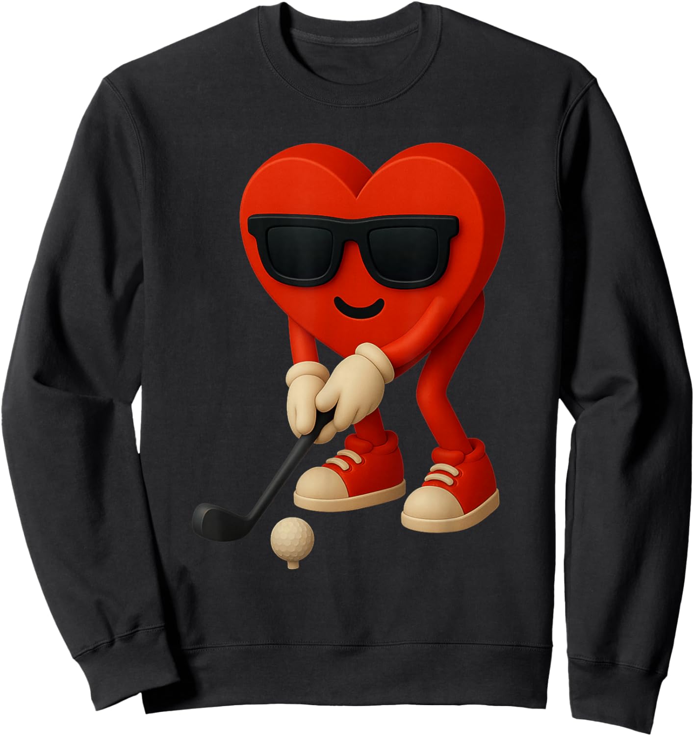 Golf Valentines Day Cute Heart Golfer Love Funny Boys Kids Sweatshirt - Sweatshirt | Black