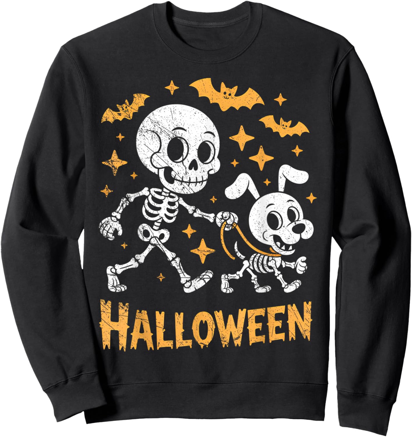 Skeleton Leads Dog Funny Skull Pet for Halloween Costume Sweatshirt - Sweatshirt | Black