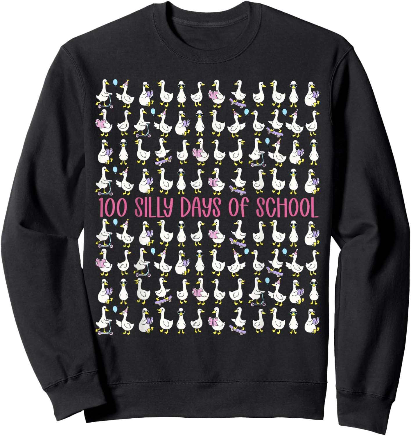 100 Silly Days of School Goose Preschool Kindergarten Kids Sweatshirt - Sweatshirt | Black