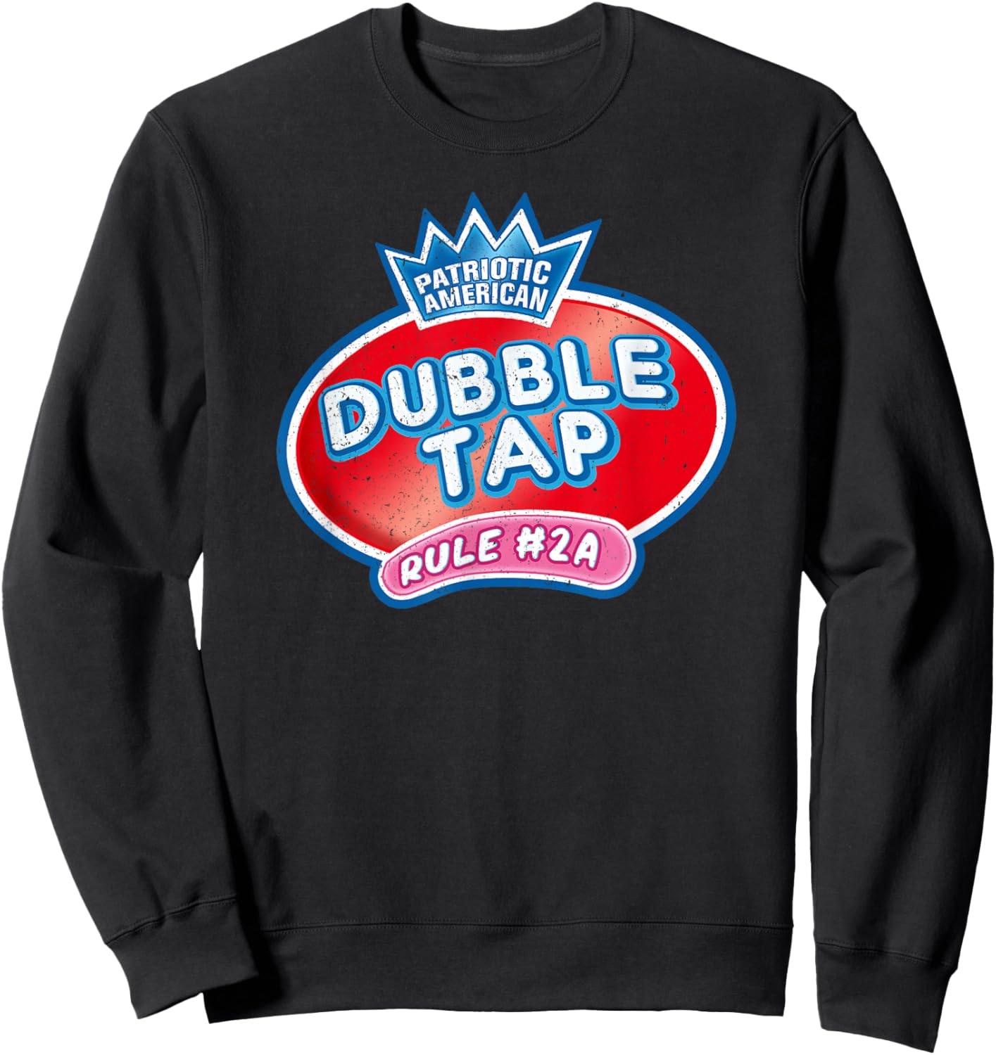 Retro Patriotic American Double Tap Rule 2A Vintage Grunge Sweatshirt - Sweatshirt | Black