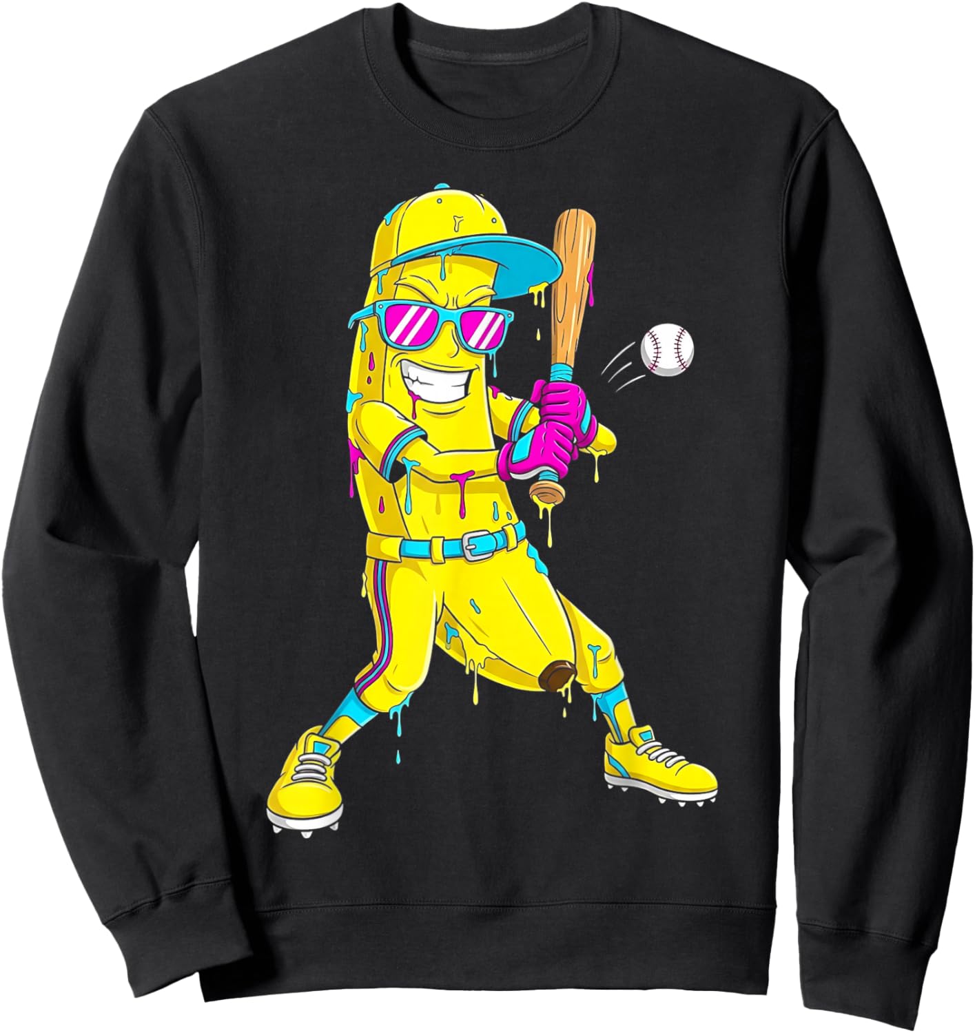 Banana Funny Baseball Drip Kids Youth Boys Girls Sweatshirt - Sweatshirt | Black